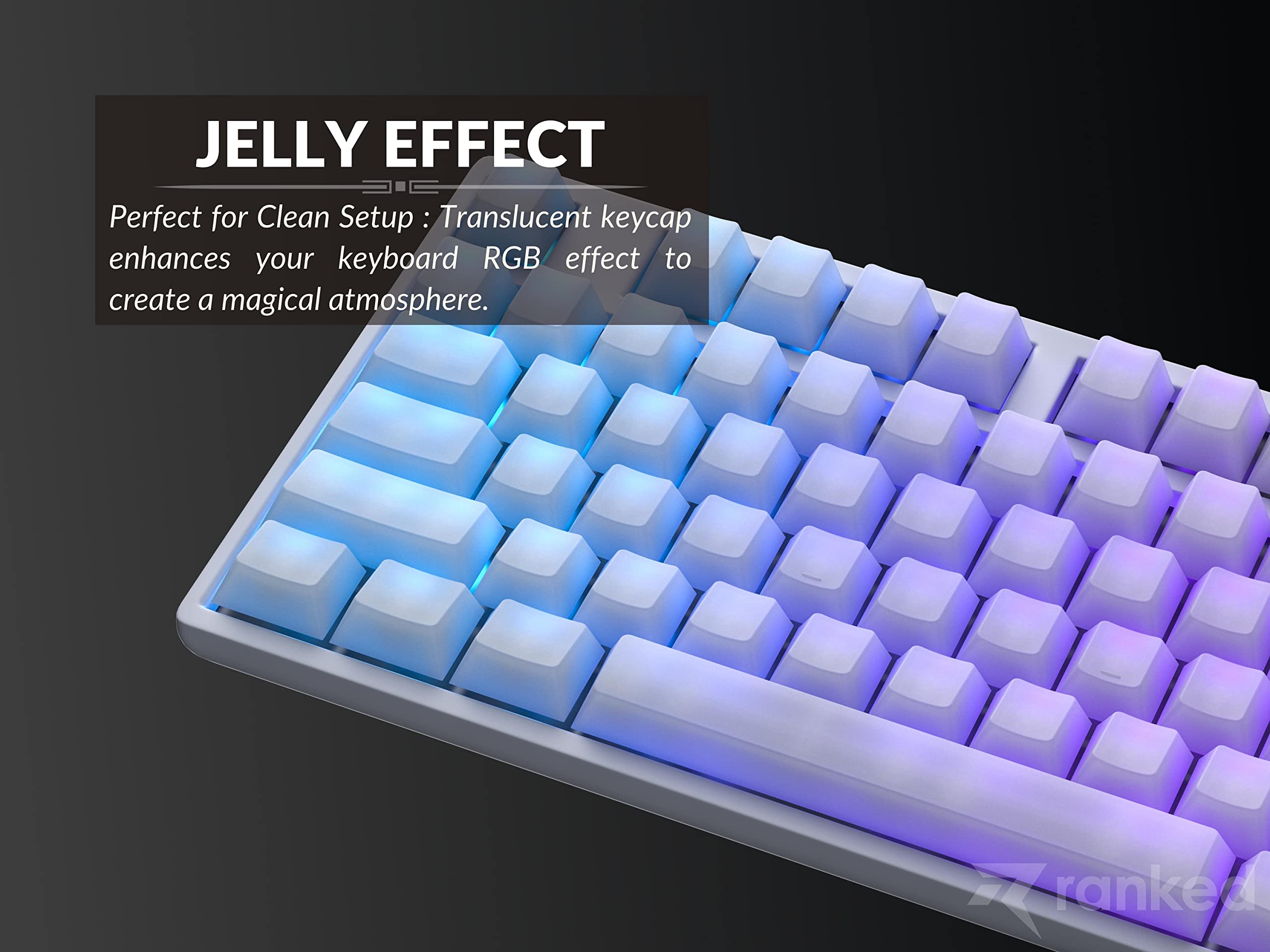 Ranked Pom Jelly Premium Translucent Keycap Set | 1.45 Mm Thick Pom | Cherry Profile For Custom Mechanical Keyboard (White, 169