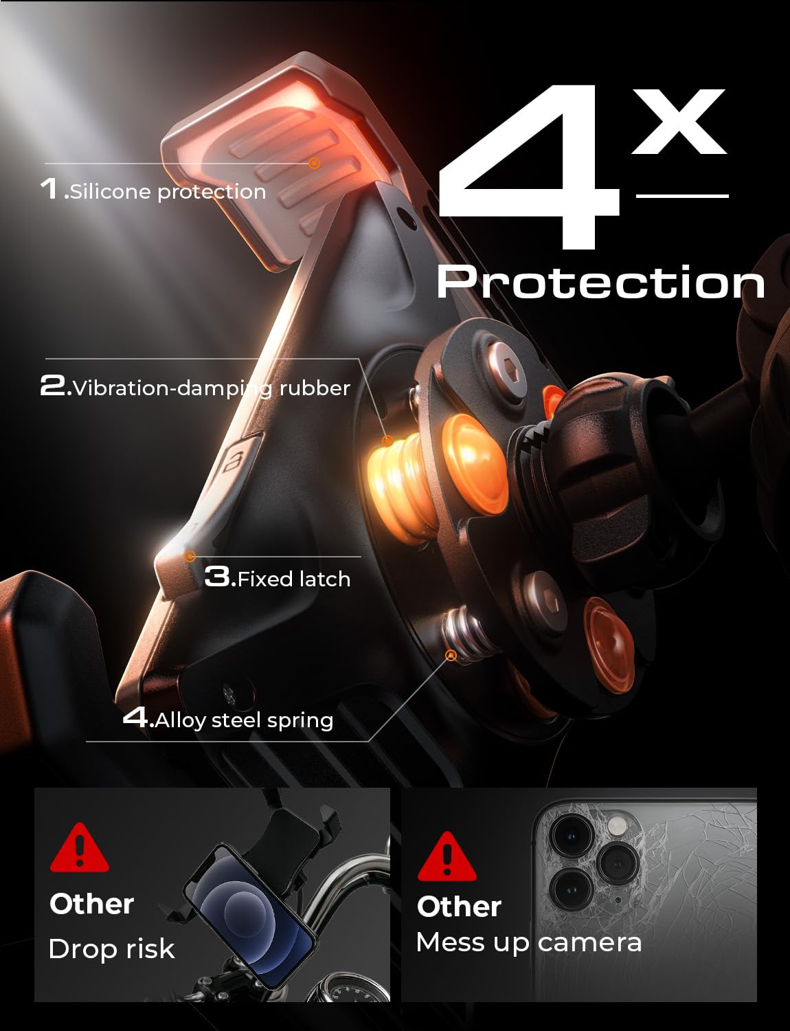 Lisen Motorcycle Phone Mount, [1S Quick Lock] [100Mph Military Anti Shake], Dirt Bike Phone Holder, Harley Davidson Motorcycle P