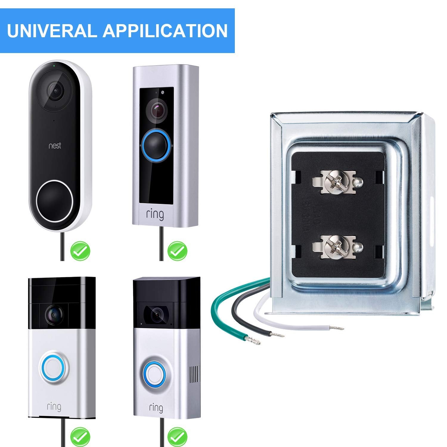 Maxdot 2 Pack Doorbell Transformer 16V 30Va Compatible With Ring Wired Video Doorbell, Safe Ul Listed Wired Doorbell 30Va Kit, E