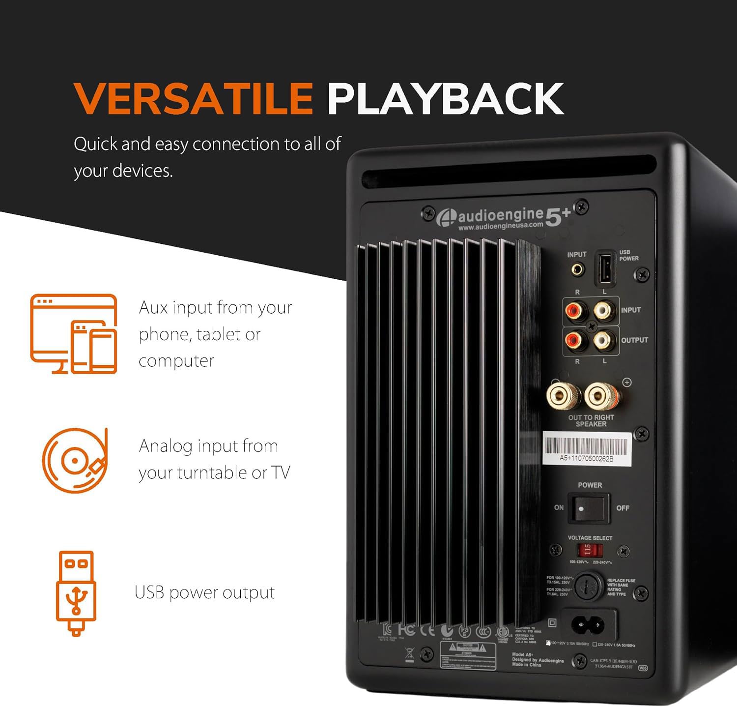 Audioengine A5 150W Powered Home Music Speaker System For Studios, Home Theaters, Bookshelves, Gamers   For Music, Movies And Ga