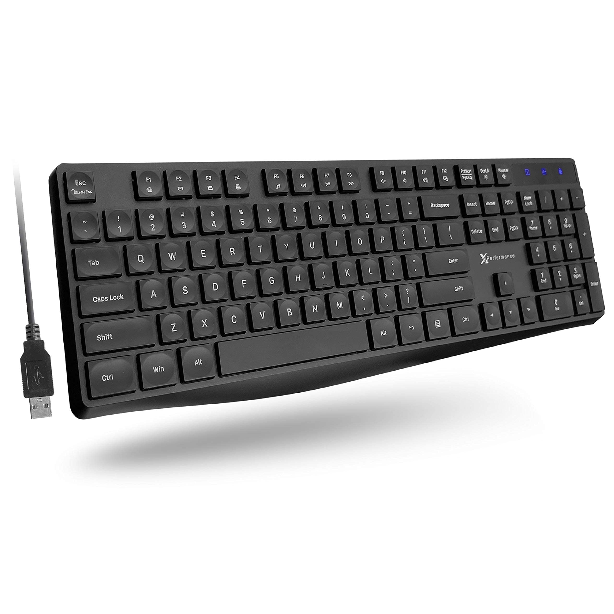 X9 Performance Wired Keyboard  Ultra Slim Full Size Ergonomic Computer Keyboard  Basic USB Keyboard for PC Desktop, Laptop wit
