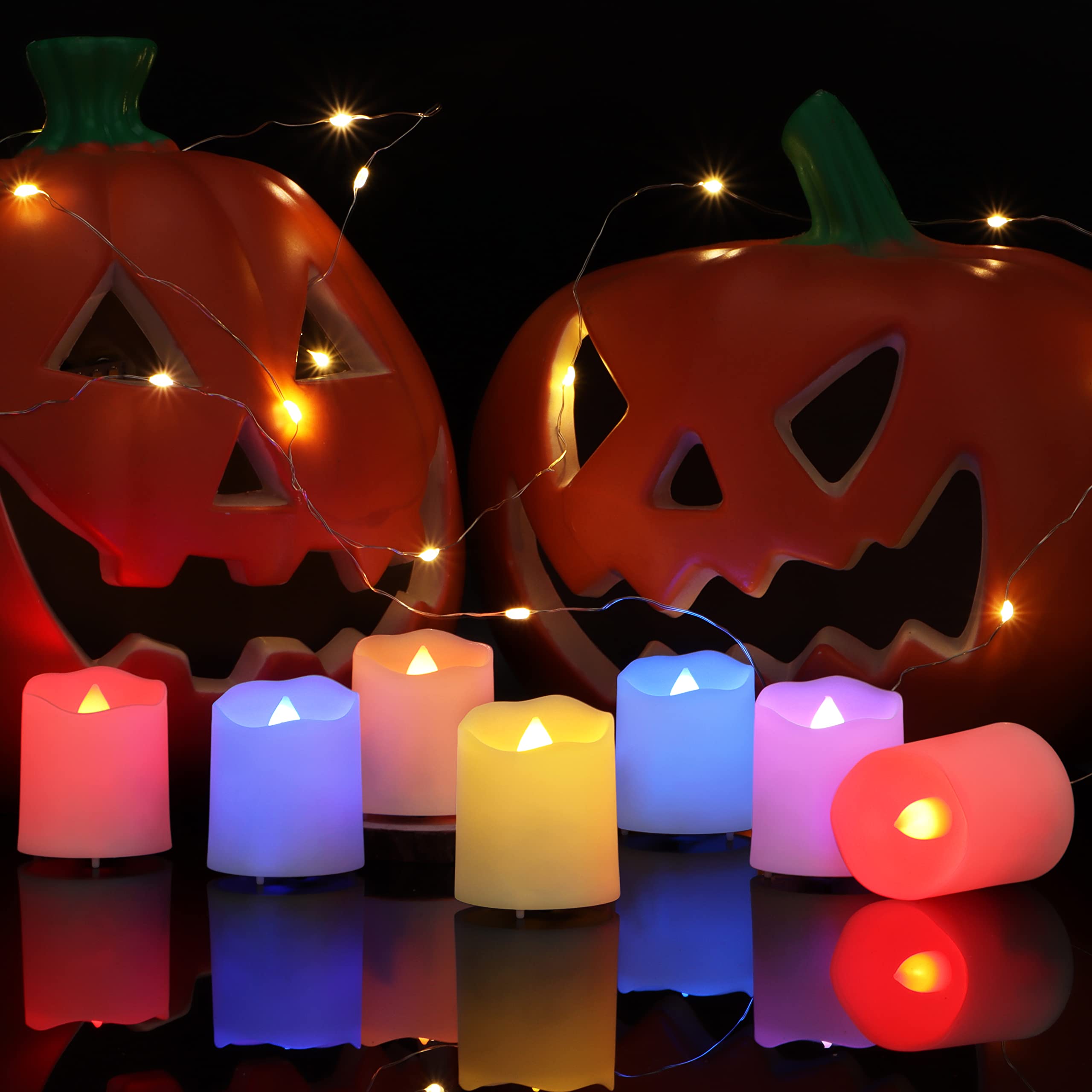 Rechargeable Led Color Changing Tea Lights Usb Flameless Warm White Flickering Votive Candles With Remote For Halloween Christma