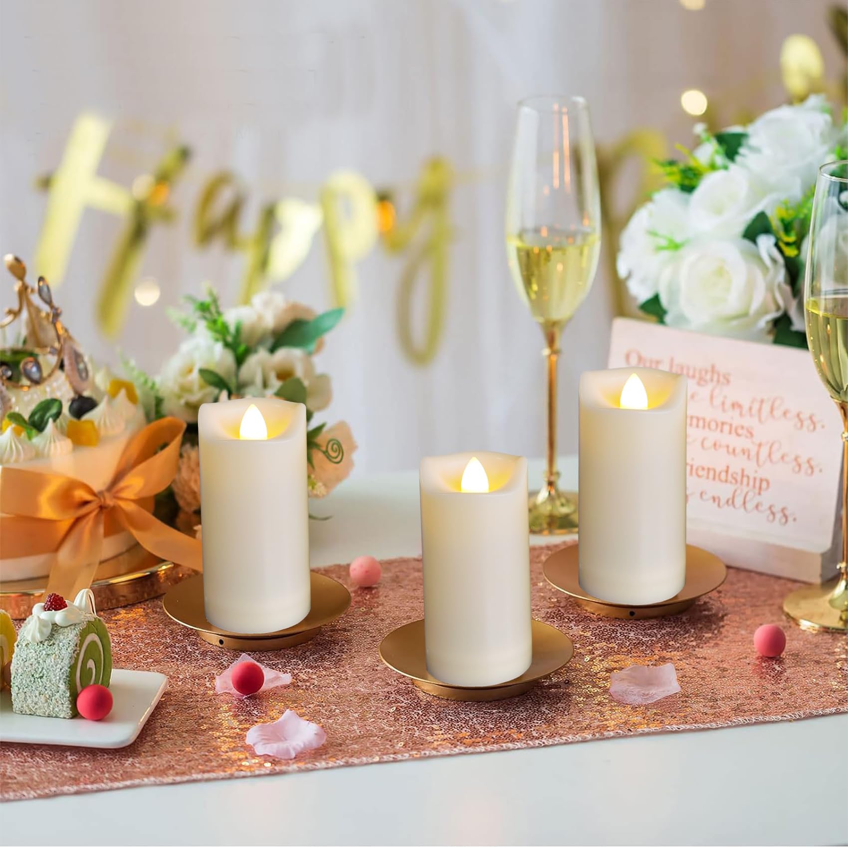 2''X4'' Outdoor Led Battery Operated Candles With Timer/Remote 4 Pack Plastic Flickering Waterproof Flameless Candles Wedding Pa