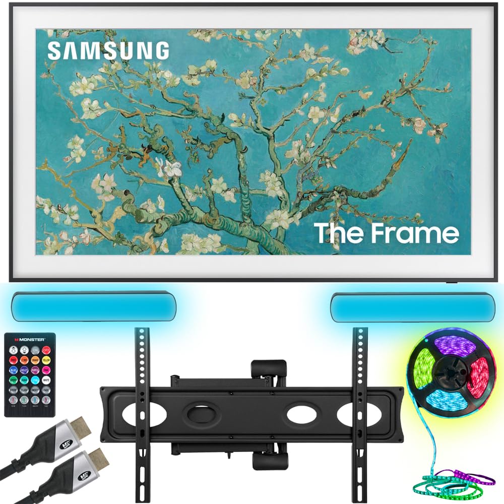 Samsung Qn32Ls03Cb 32 Inch The Frame Qled Hdr 4K Smart Tv (2023) Bundle With Monster Tv Full Motion Wall Mount For 32'' 70'' Wit