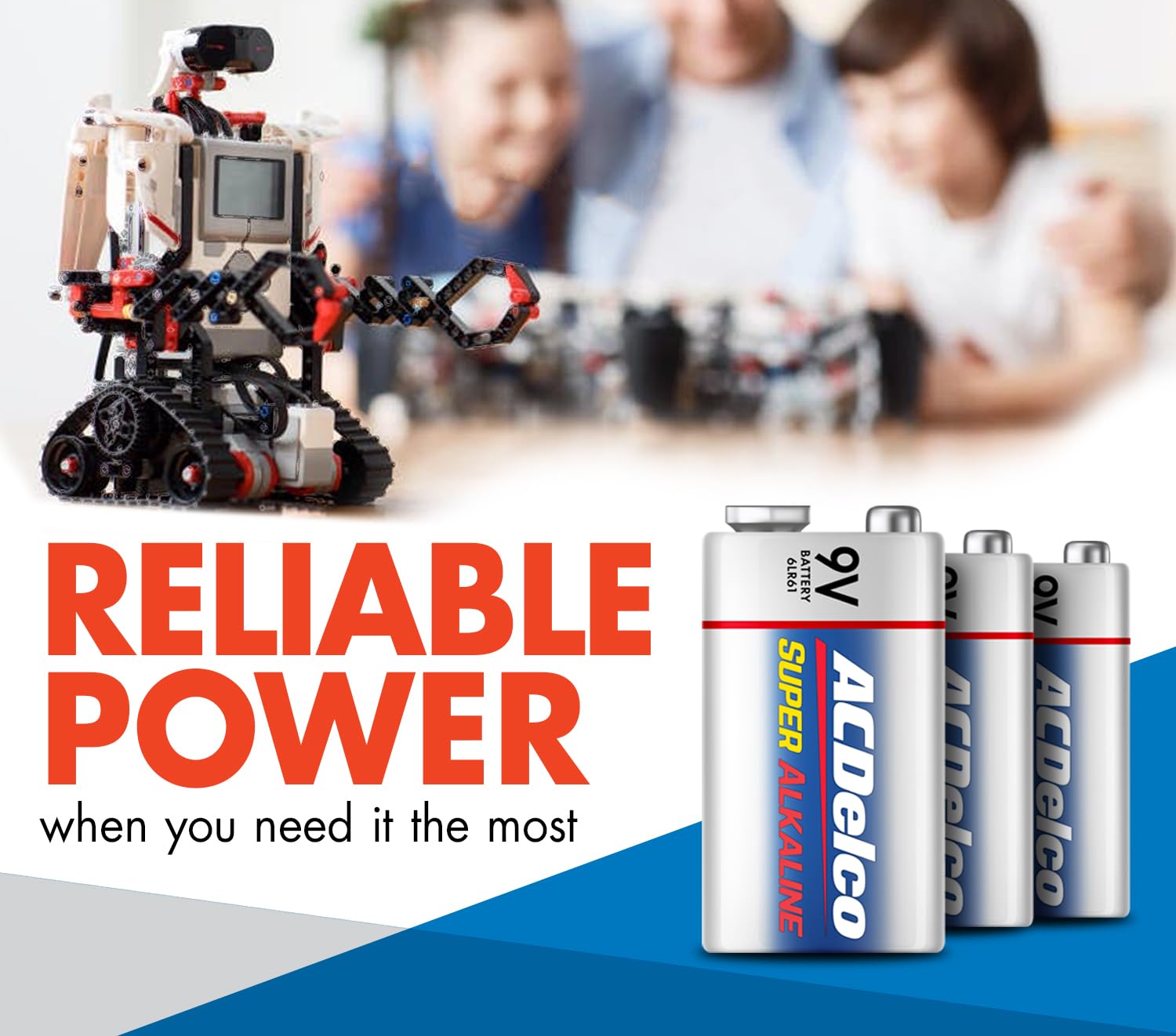 Acdelco 12 Count 9 Volt Batteries, Maximum Power Super Alkaline Battery, 7 Year Shelf Life, Recloseable Packaging