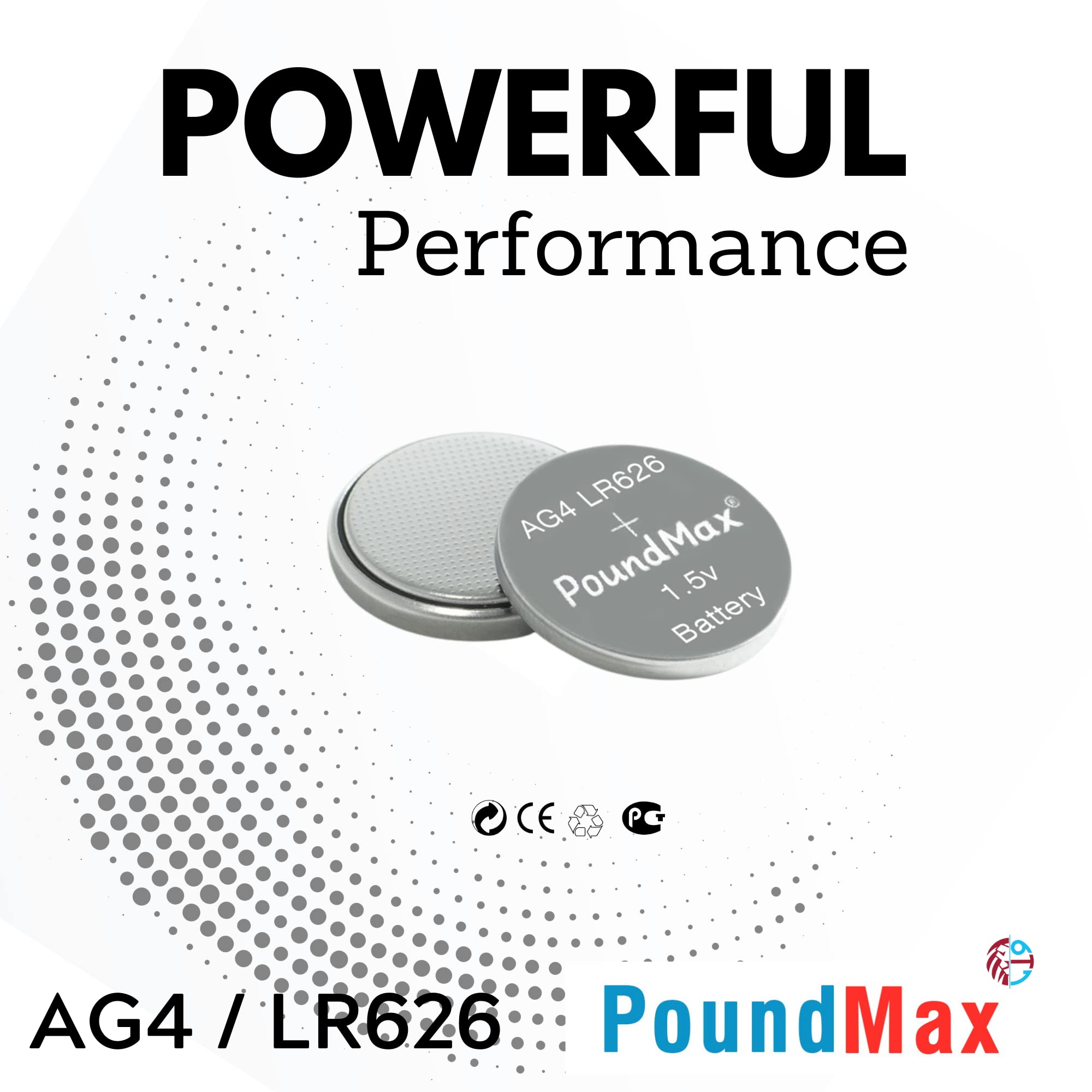 Poundmax Ag4 Lr626 Batteries 1.5V Alkaline Button Cell Battery   10 Count