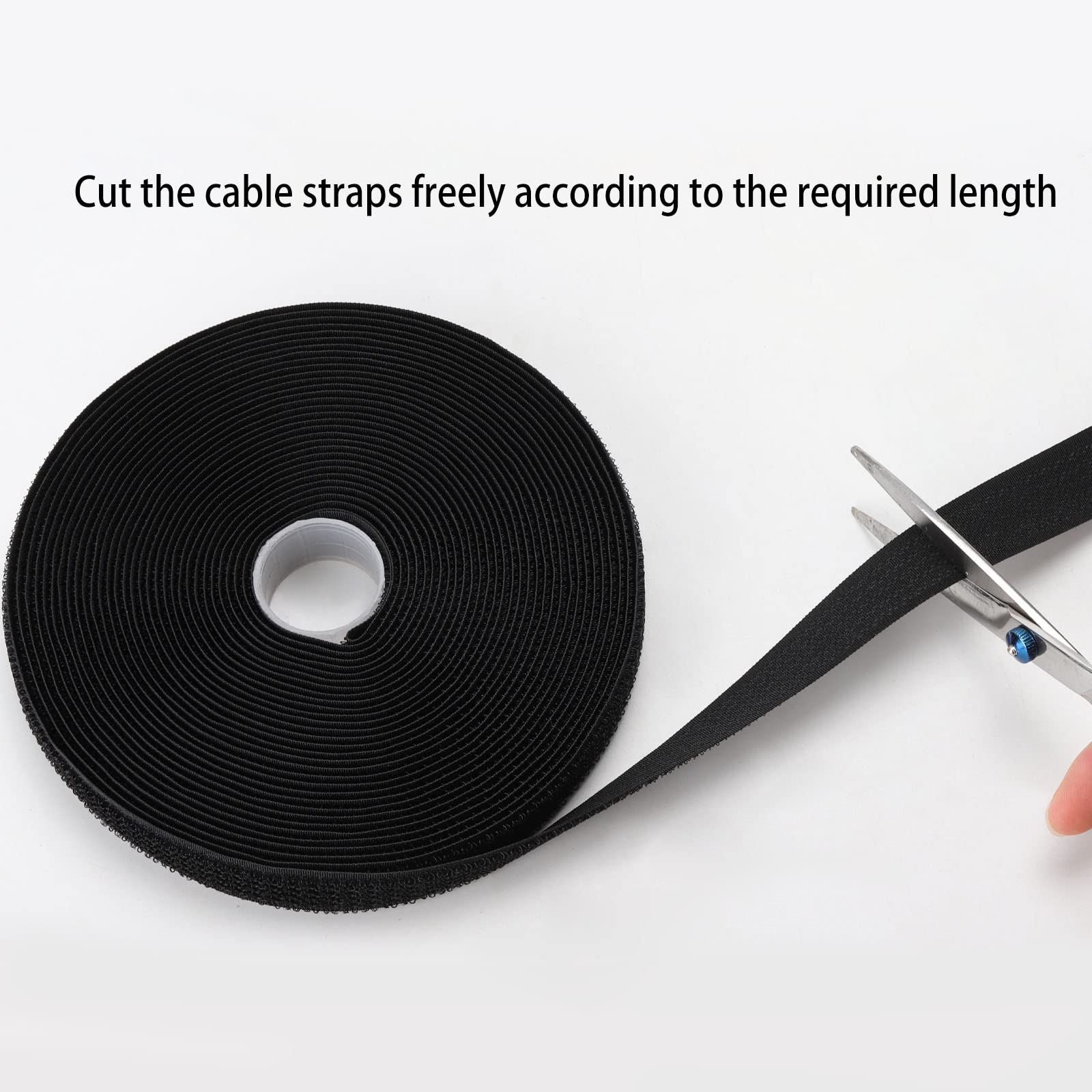 65Ft Reusable Cable Straps With 100 Metal Buckle, Adjustable Fastening Nylon Hook And Loop Cinch Cable Ties Cut To Length Securi