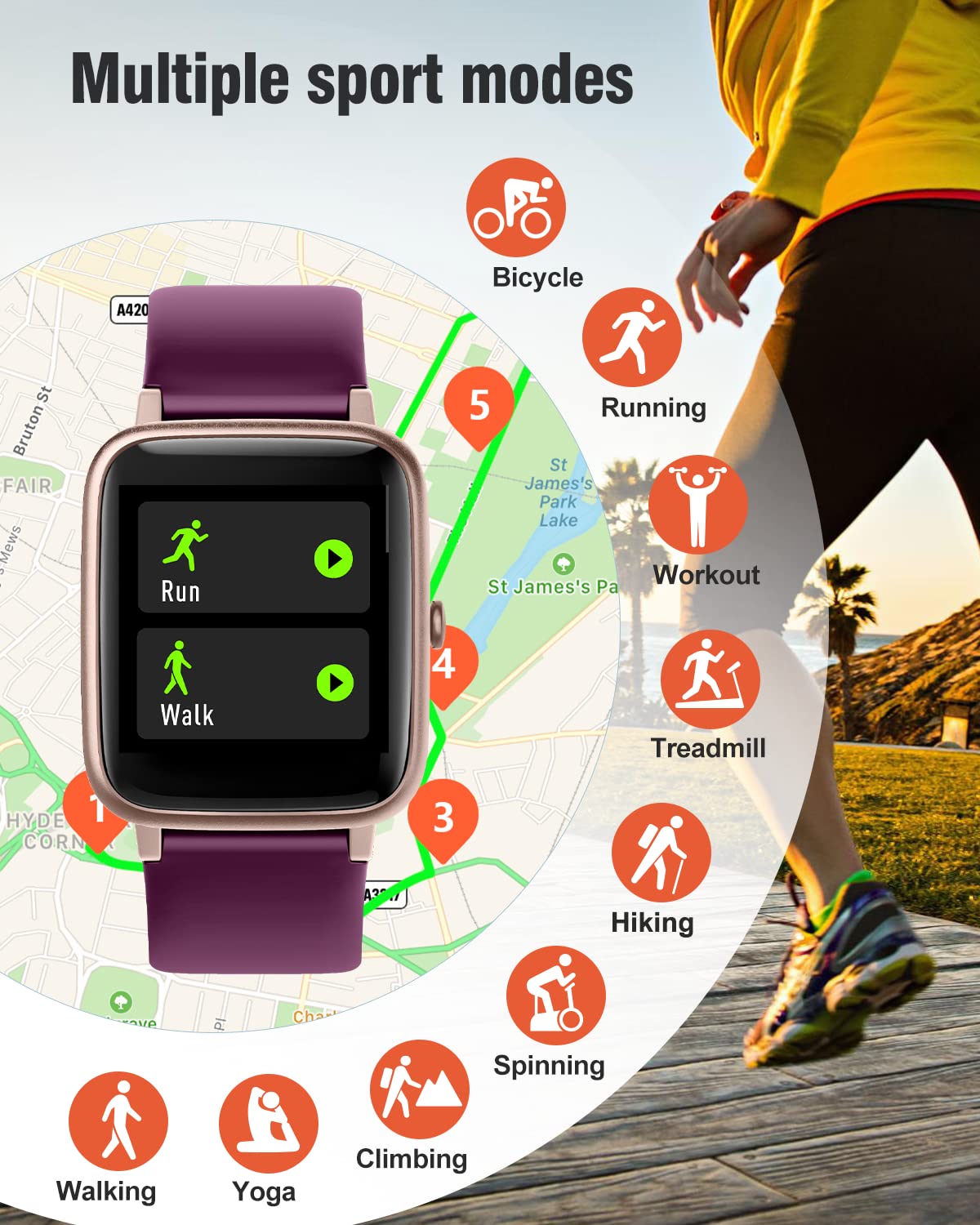 Asiameng Fitness Tracker Fitness Watches For Women Men (Make/Answer Calls), 1.85 Smart Watch For Iphone/Android Phones, Heart Ra