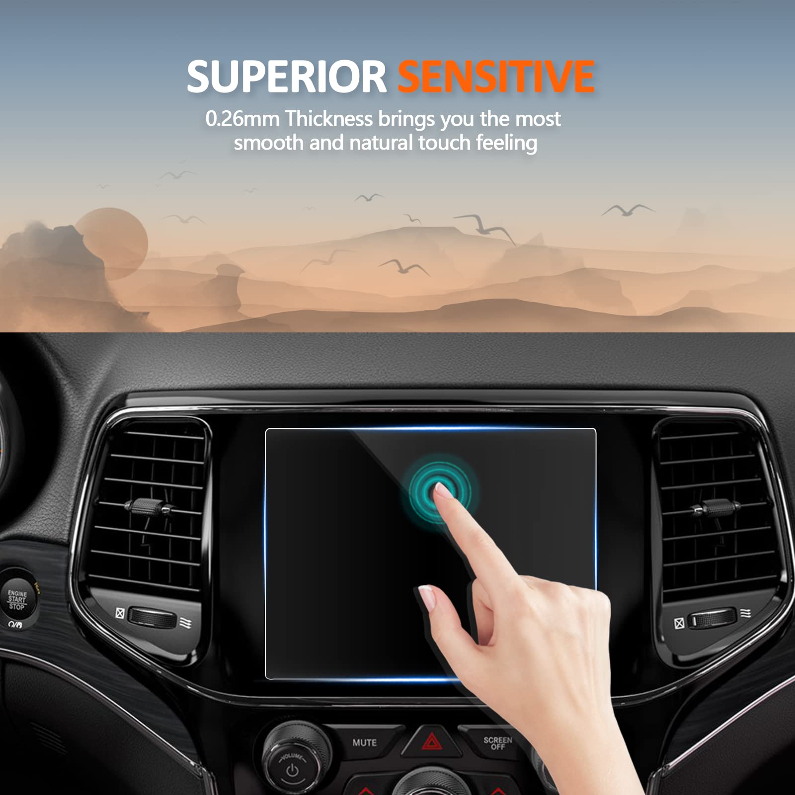 Cdefg Tempered Glass Screen Protector For 2023 2022 2021 2020 2019 Jeep Grand Cherokee L /2022 Compass 8.4 Inch Touch Screen Infotainment, Navigation Radio Information Display Protective Screen Film