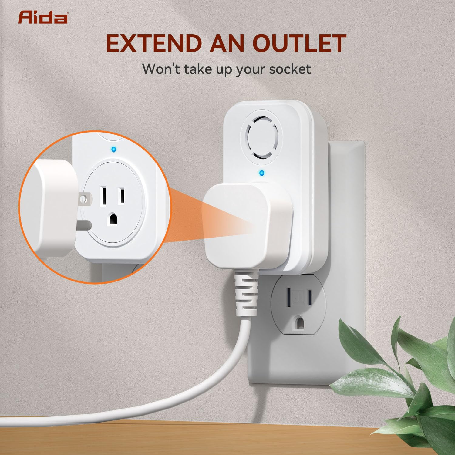 Aida Wireless Doorbell, Self Powered Doorbell With Extra Socket, No Battery Required Push Button, Cordless Door Bell Ringer, 5 V