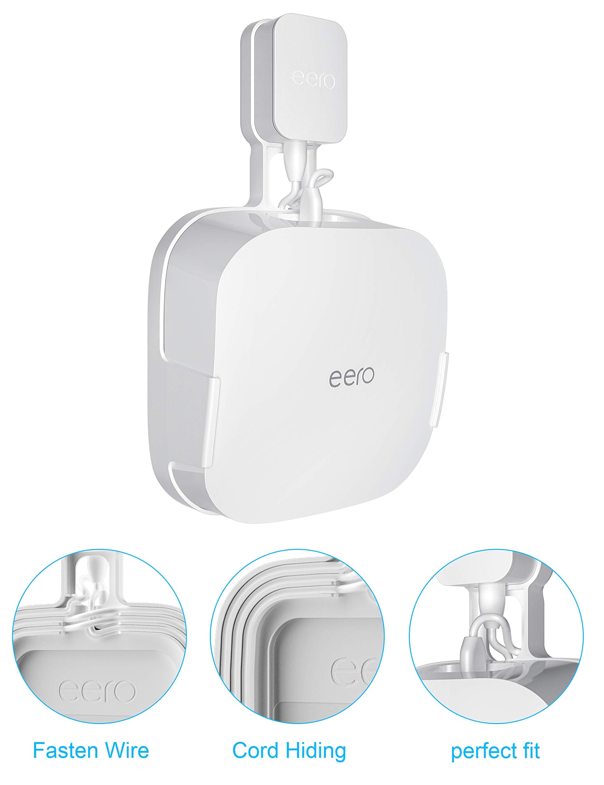 Coolwufan Wall Mount Holder For Eero Pro 6/6E Home Wifi System   Simple And Sturdy Stand Bracket For Tri Band Mesh Wi Fi 6 System (White, 3 Pack)