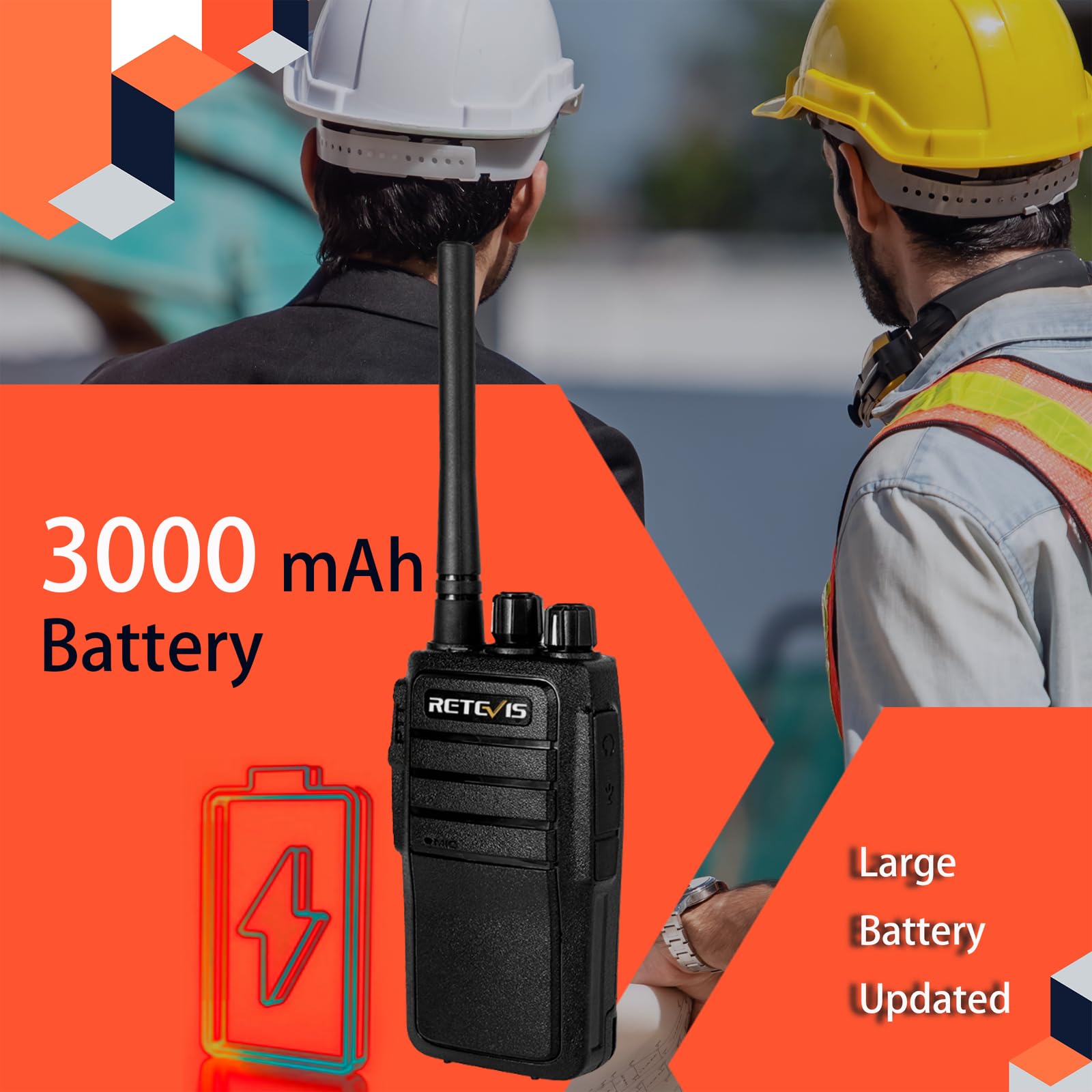 Retevis Rt21 Updated Walkie Talkies Adults, Two Way Radios Long Range Rechargeable, 3000Mah Battery, With Six Way Charger, For Security Warehouse Jobsite(6 Pack)