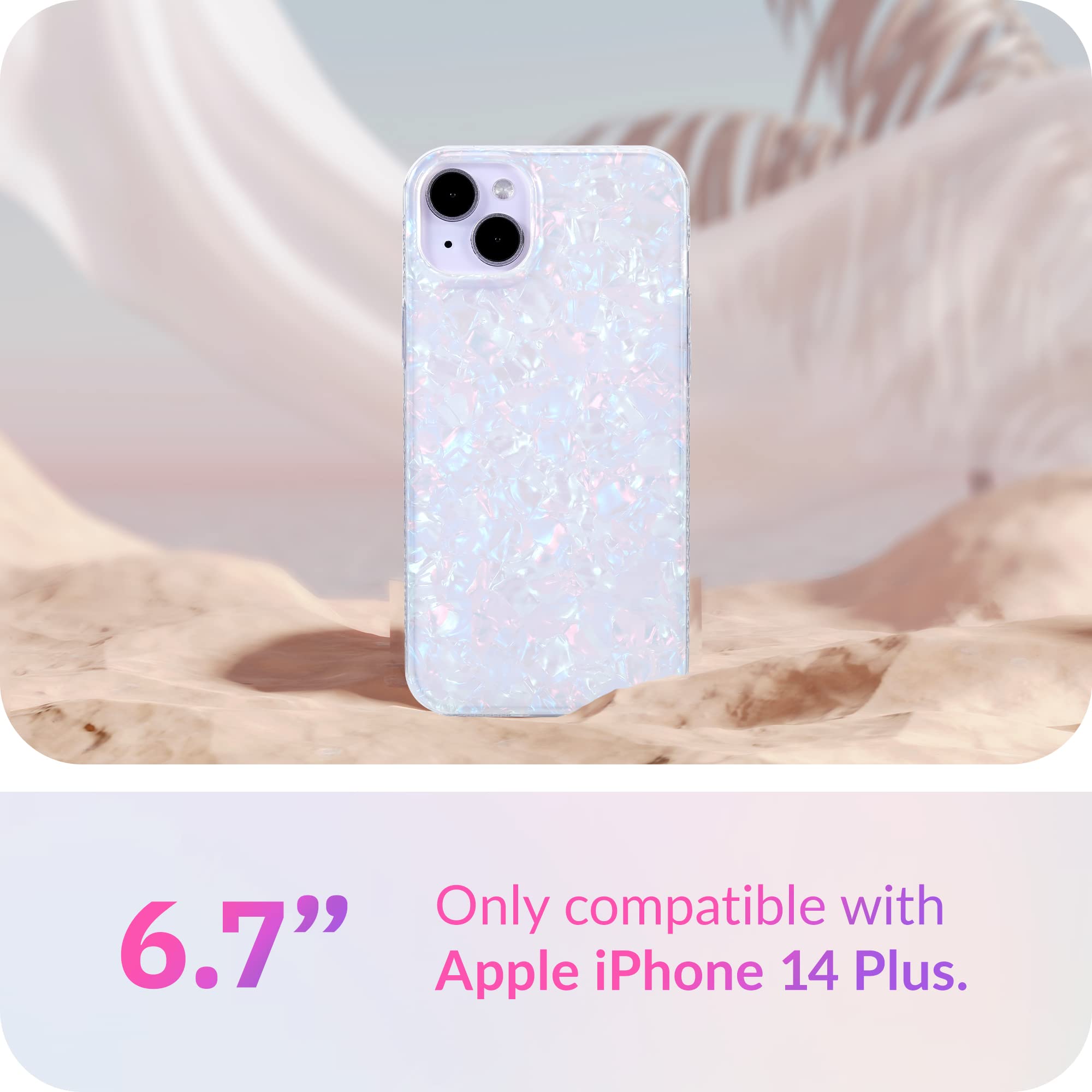 Lonli Hue White Pearl Tort Phone Case For Iphone 14 Pro Max Case | 360 Shock-Absorbent Bumper, Cute, Unique, Aesthetic, Phone Co