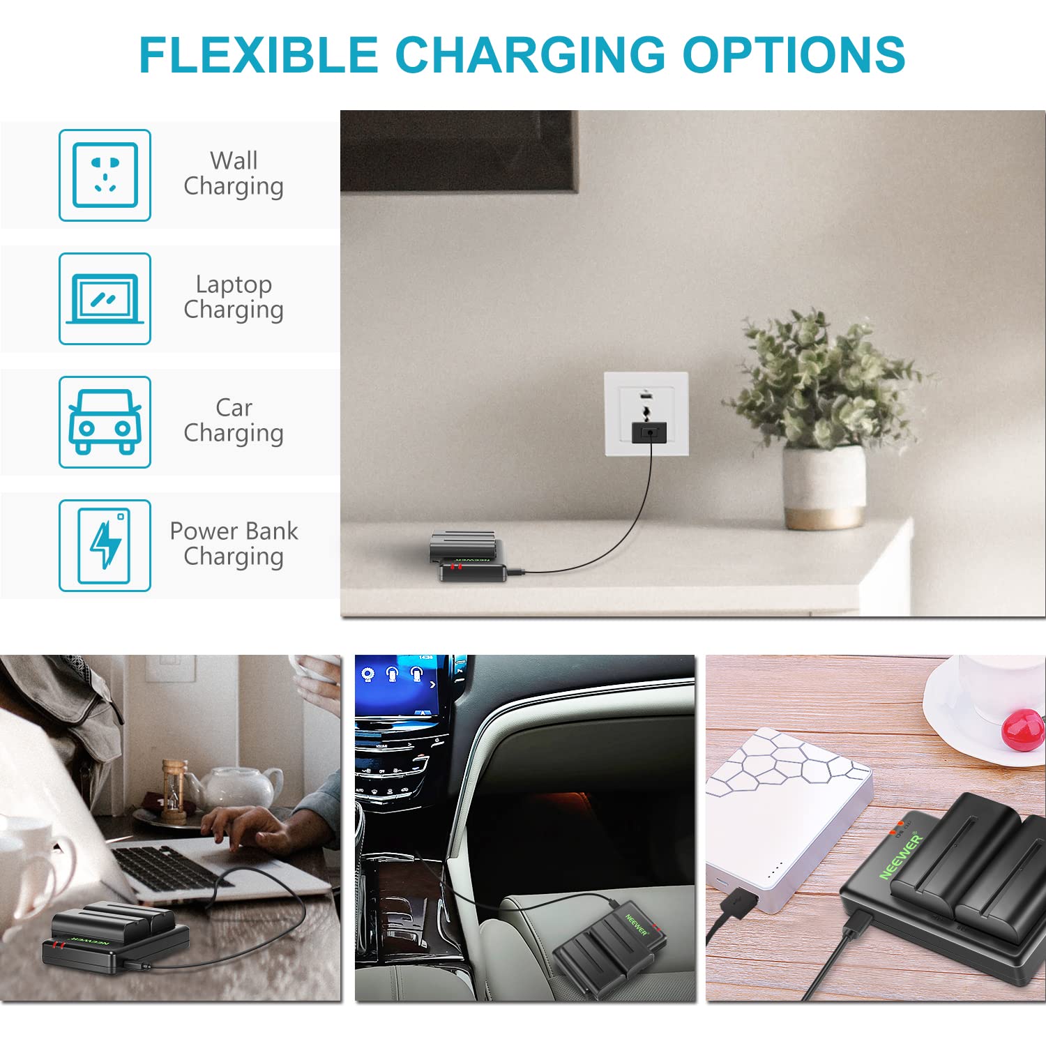 Neewer Np F550 Battery Charger Set Compatible With Sony Np F970 F750 F770 F960 F550 F530 F330 F570 Ccd Sc55 Tr516 Tr716 Tr818 Tr