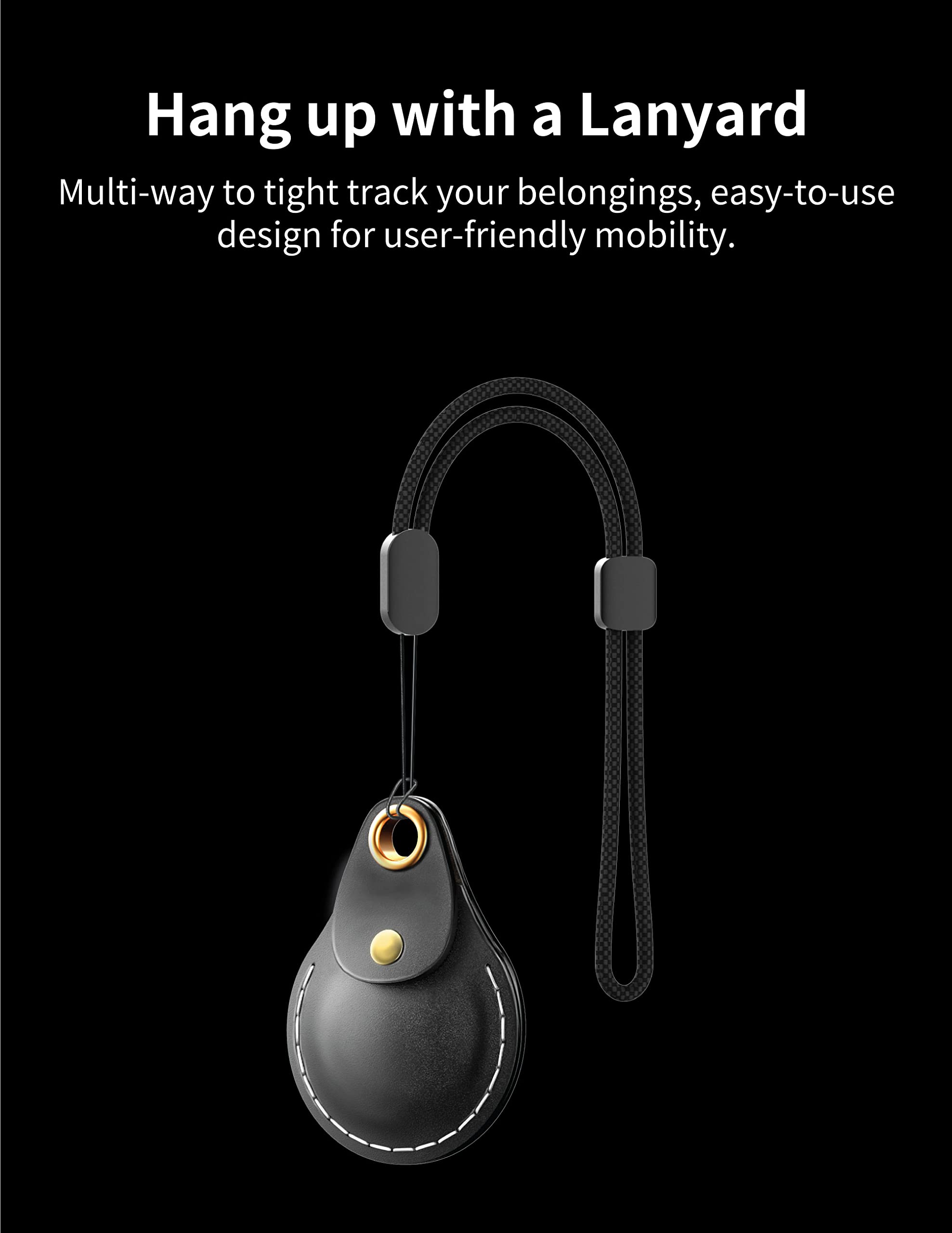 Vogduo Leather Airtag Keychain Case   Full Cover With Clip Braided Lanyard Metal Key Ring Holder Enclosure For Wallet, Backpack,