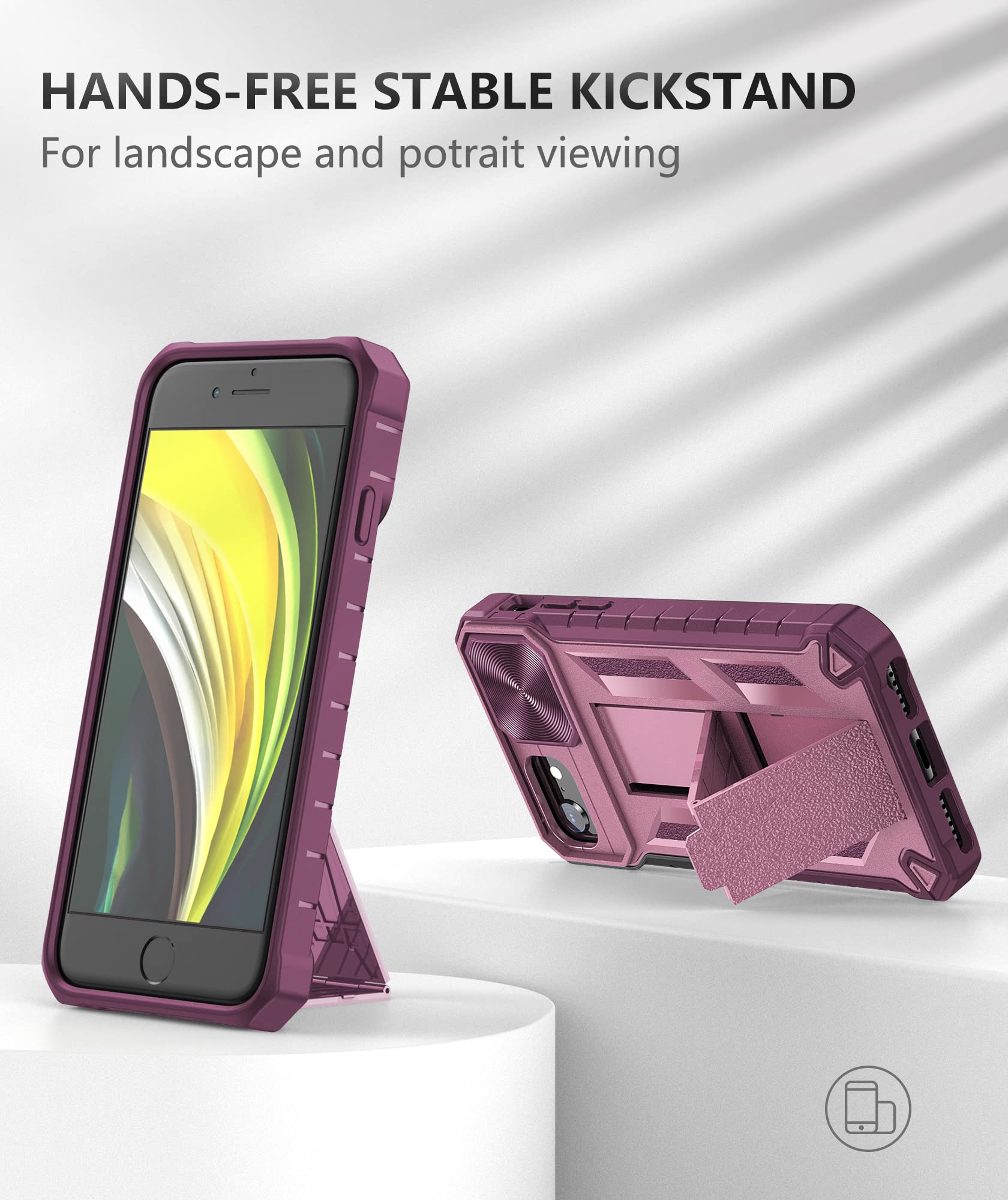 Soios For Iphone Se 2022 Phone Case: Iphone Se 2020 / 2Nd / 3Rd / 8/7 / 6S / 6 Case With Kickstand   Heavy Duty Military Grade D