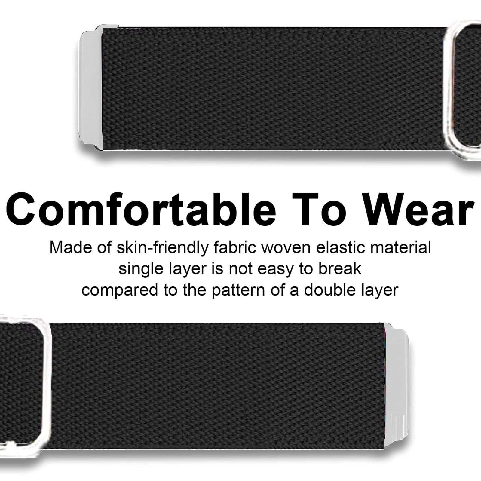 Compatible For Qonbink Smart Watch Bands, 22Mm Stretch Elastics Nylon Adjustable Replacement Strap Accessories For Men & Women C