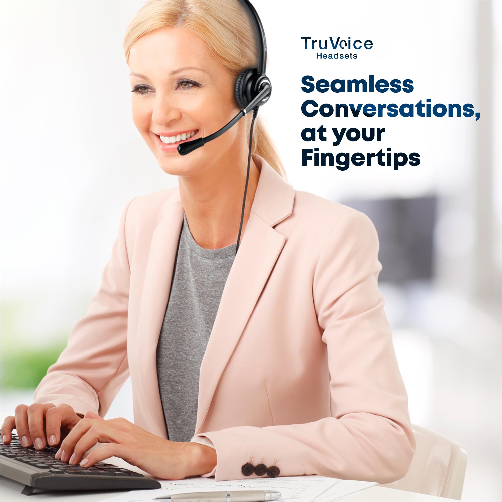 Voicepro 10 Professional Home Office And Call Center Usb Headset With Noise Canceling Microphone, Hd Speakers And In Line Call C