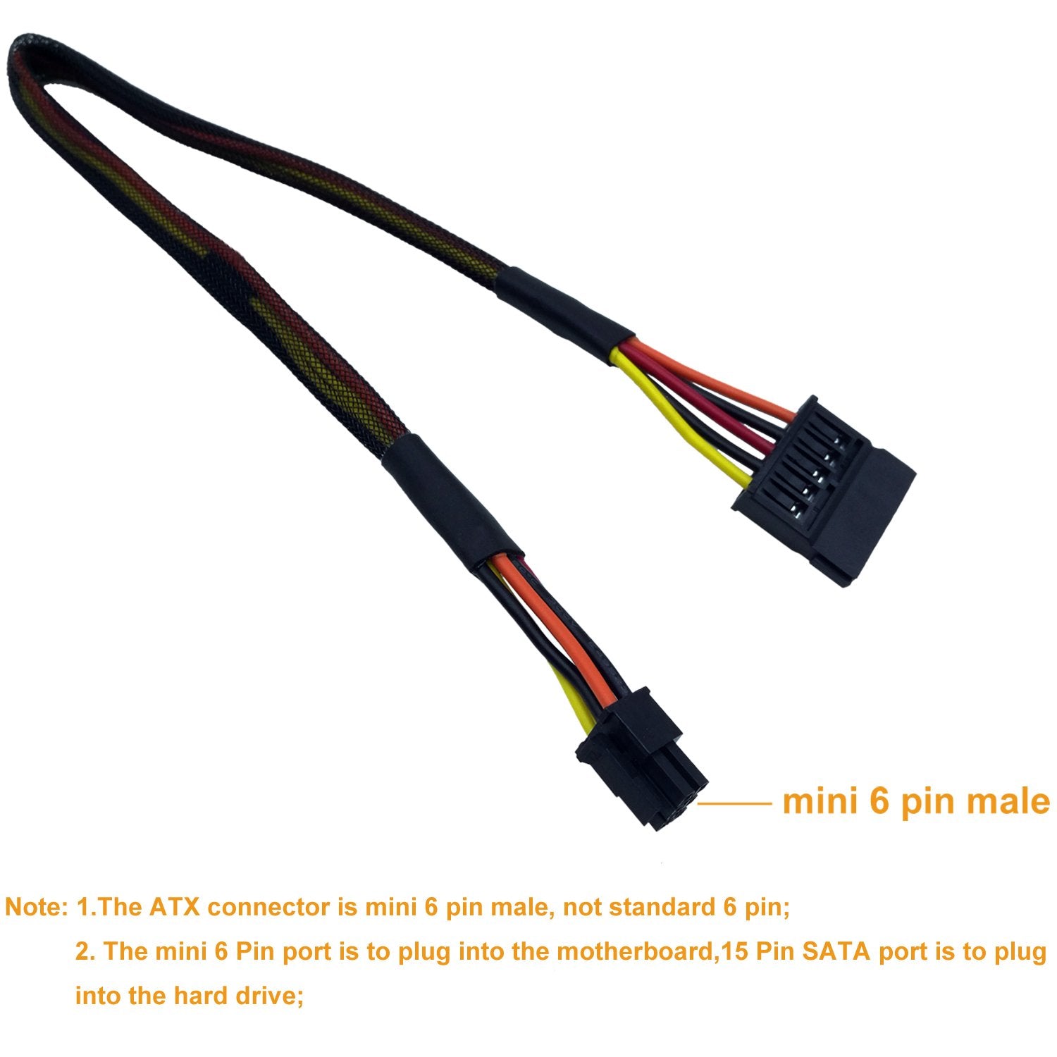 Comeap Sata Power Cable For Dell Inspiron 3653 3650 Series, Sata 15 Pin To Mini 6 Pin Atx Adapter Compatible Part No. Gp2Jm 15-I