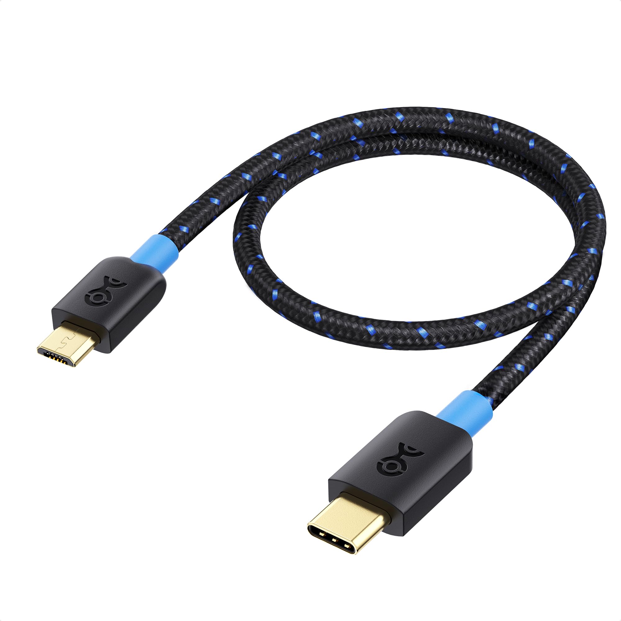 Cable Matters Braided Short USB C to Micro USB Cable   1ft, Micro USB to USB C Cable, USBC to Micro USB Cord, for Wall Chargers, Game Controllers & More, Black