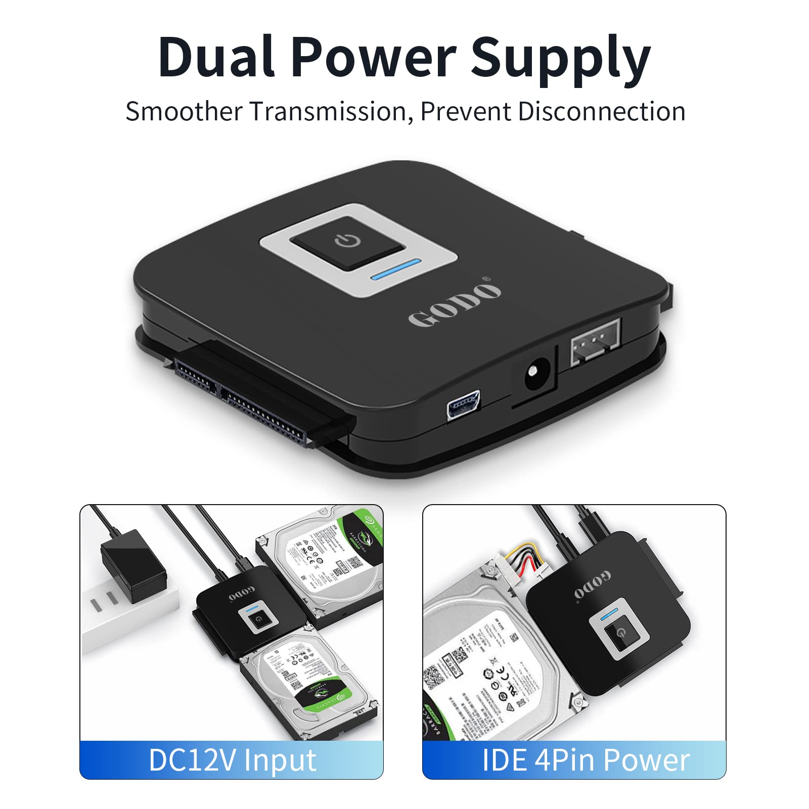 Godo Sata/Ide To Usb 3.0 Adapter,Ide Hard Drive Adapter Kit,Sata Cable Converter For 2.5/3.5 Inch Ide And Sata Hdd/Ssd,5.25'' Cd