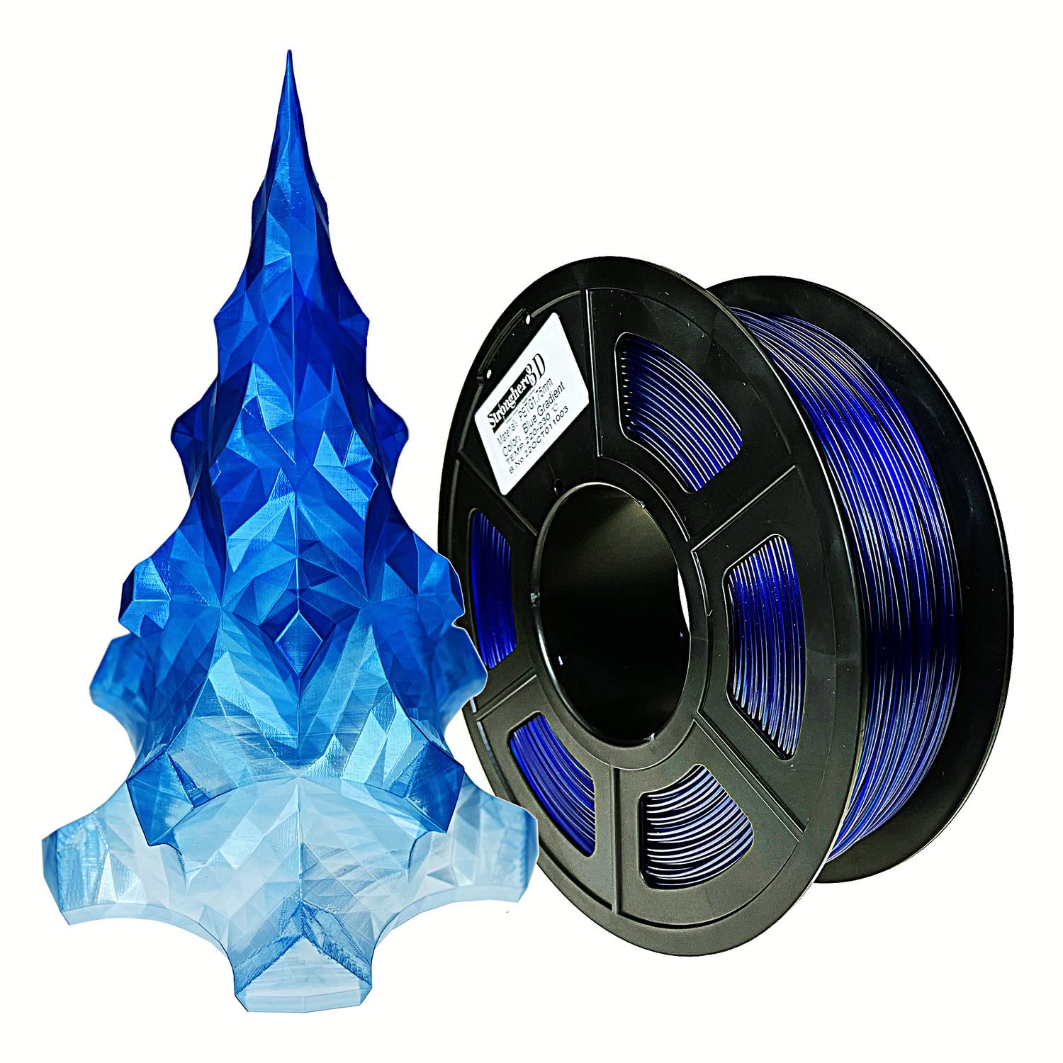 Stronghero3D PETG 3D Printer Filament 1.75mm,Gradient Multicolors,Dual Color Blue to Translucent,1kg(2.2lbs) Accuracy +/-0.05mm 