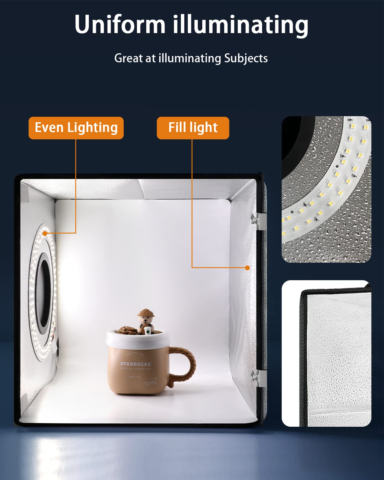 Duclus Light Box Photography, 12''X12'' Professional Photo Booth Box With 8 Photo Backdrop, 112 Led Lights Dimmable & High Cri>9