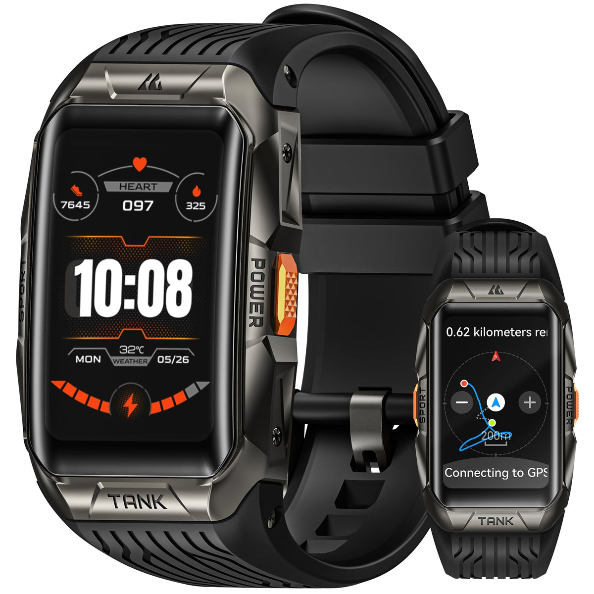 Kospet Tank X2 Ultra Gps Smart Watch, 3D Curved Glass, Stainless Steel Unibody, 6 Satellite Positioning, Compass, 50M Waterproof