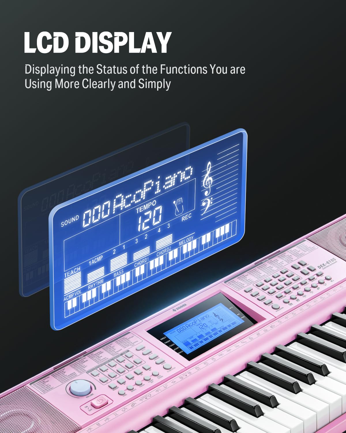 Donner Keyboard Piano 61 Key, Electric Keyboard Kit With 249 Voices, 249 Rhythms   Includes Piano Stand, Stool, Microphone, Gift