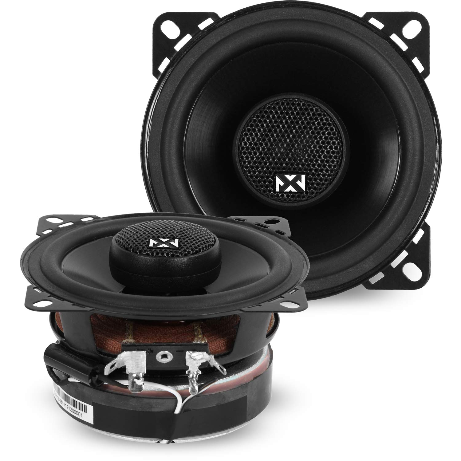 Nvx Vsp4 4'' Premium Car Speakers, 450W Max, 150W Rms, 2 Way Coaxial W/ 1'' Silk Dome Tweeters & Built In X Overs, Easy To Insta