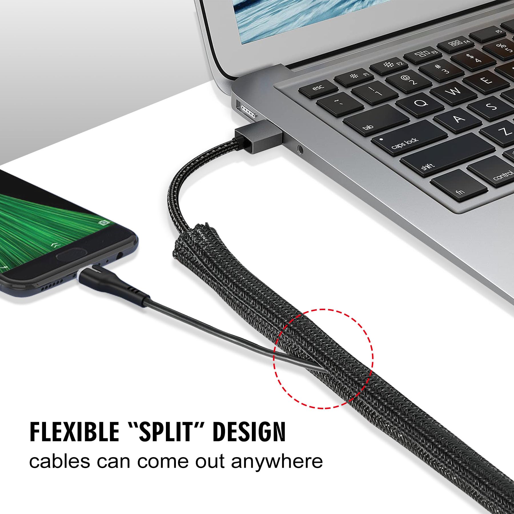Moxita Cable Protector Sleeve Split Wire Loom Tubing Polyethylene Black 1 inch 25ft