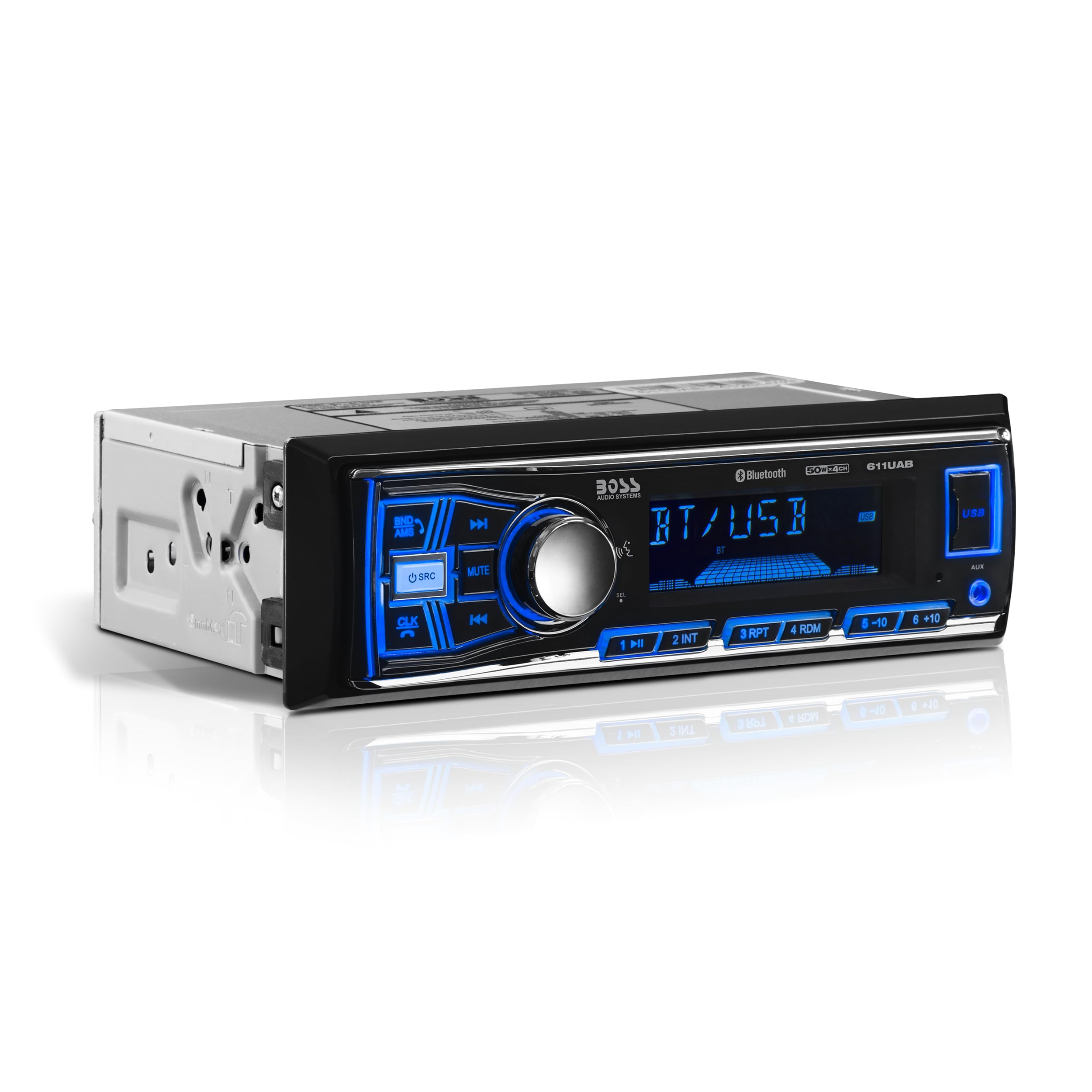 Boss Audio Systems 611Uab Car Stereo System   Single Din, Bluetooth Audio And Calling Head Unit, Aux Input, Usb, Mechless, No Cd
