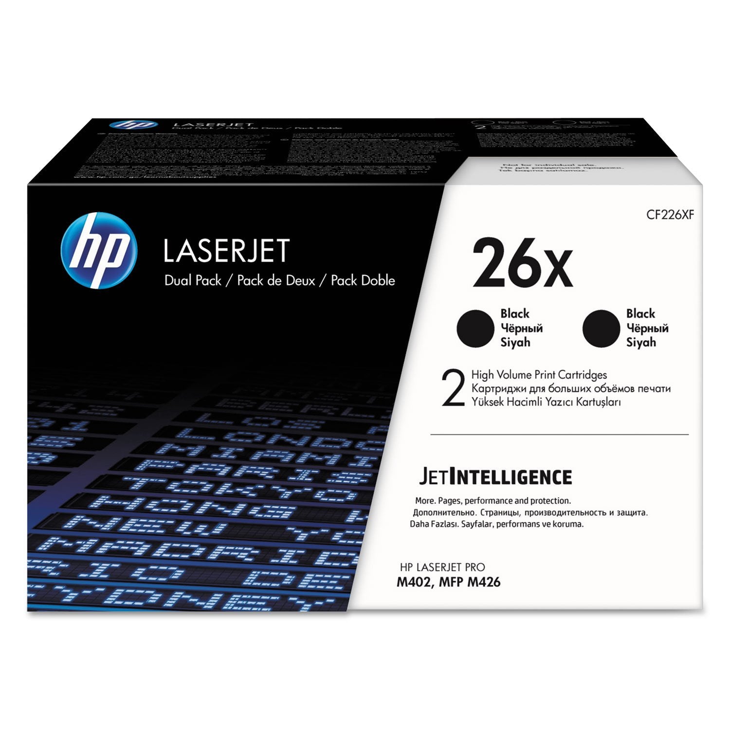 Hp 26X Black High Yield Toner Cartridges (2 Pack) | Works With Hp Laserjet Pro M402 Series, Hp Laserjet Pro Mfp M426 Series | Cf
