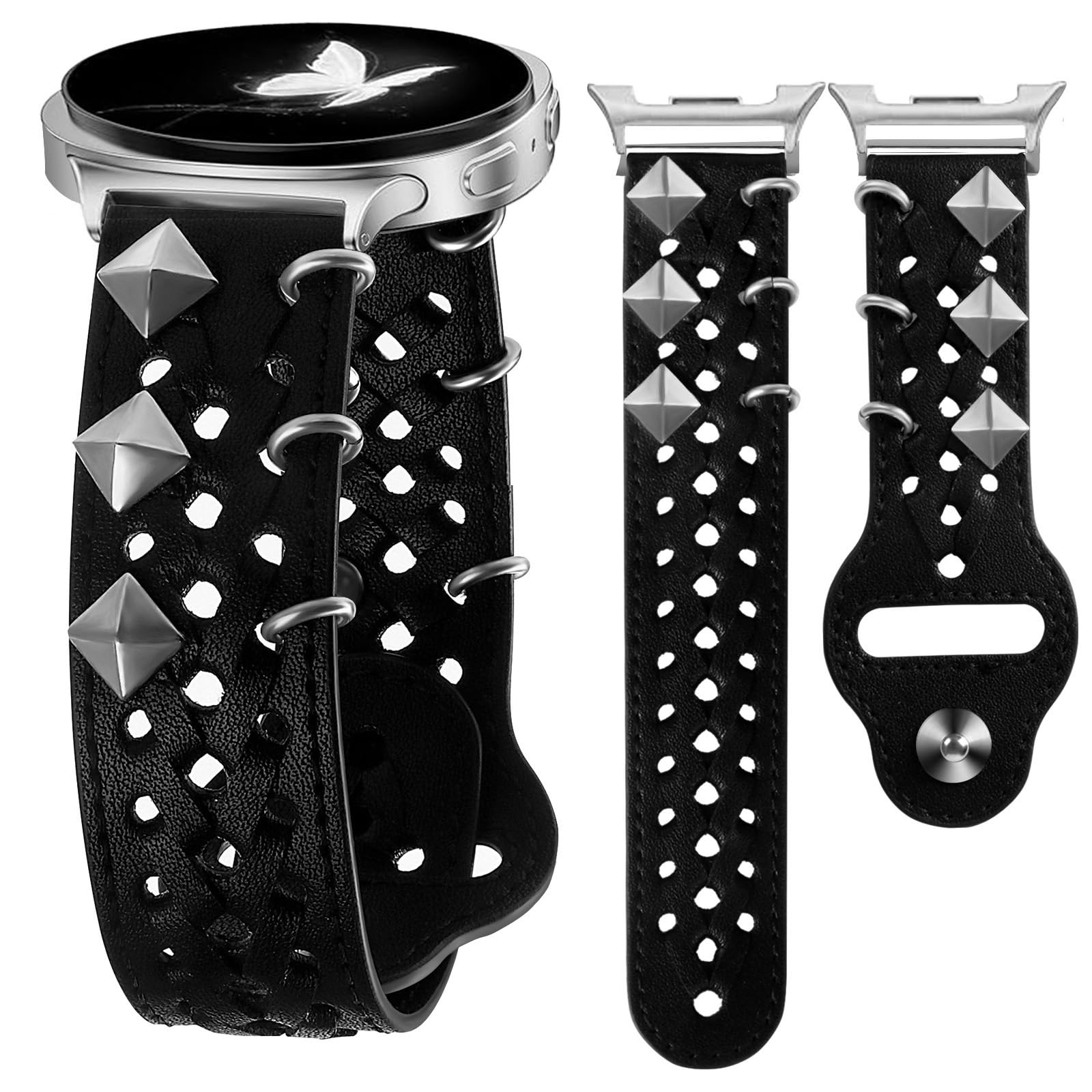 VIQIV Leather Band Compatible with Samsung Galaxy Watch 8 Band 40mm 44mm/Watch 8 Classic 46mm Bands, 20mm No Gap Vintage Handcra