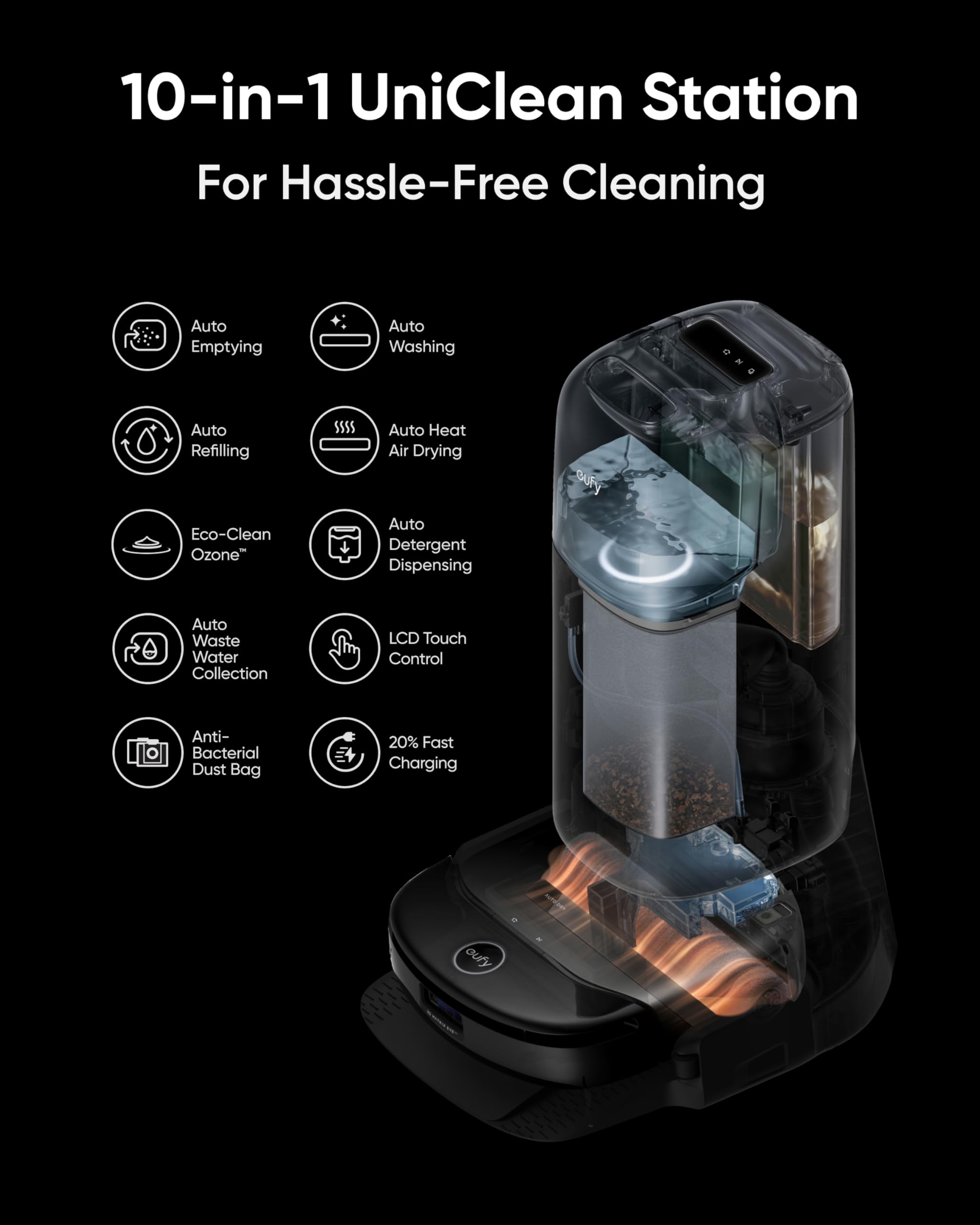 Eufy Robot Vacuum Omni S1 Pro With All In One Station, Floor Washing Robot Vacuum And Mop, Eco Clean Ozone, 8000 Pa Suction, Obs