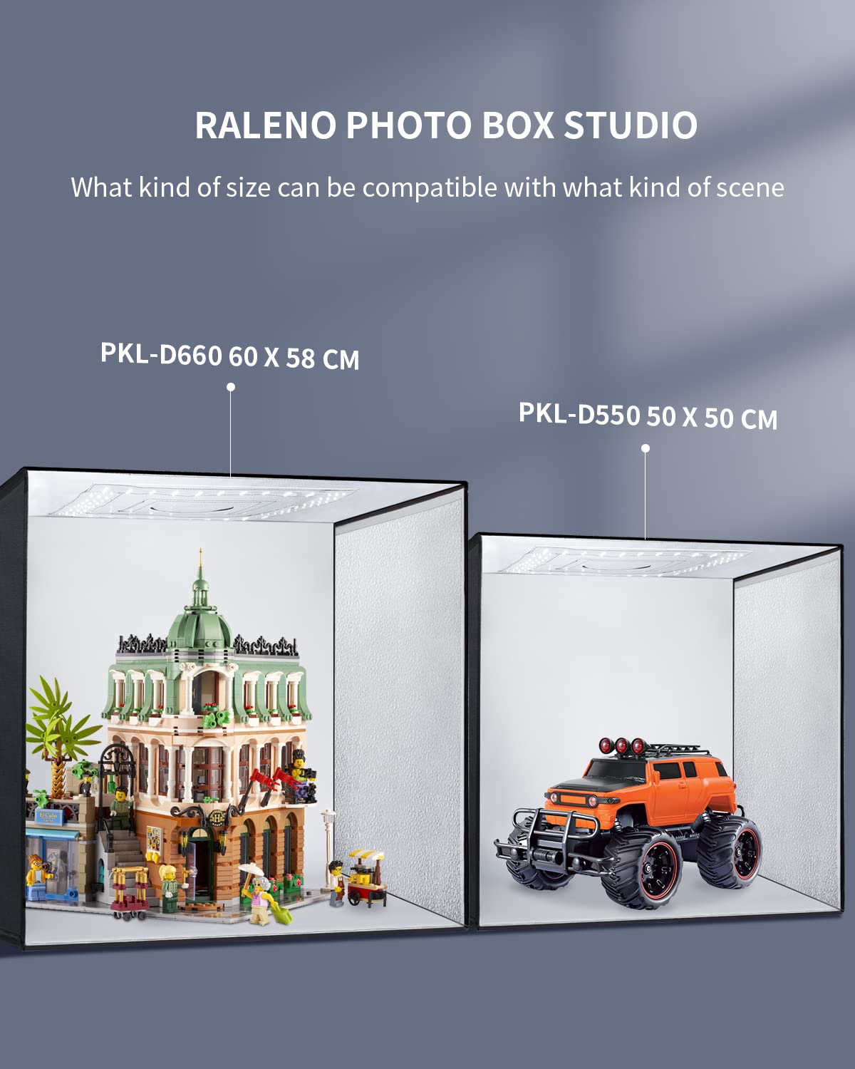 Raleno Photo Studio Light Box, 24''X24'' Large Light Tent, Photo Light Box Photography (65W | 156Pcs Led | 5500K | 97Cri | 6 Color Pvc Backdrops | Dc Power Adapter) For Product Photography