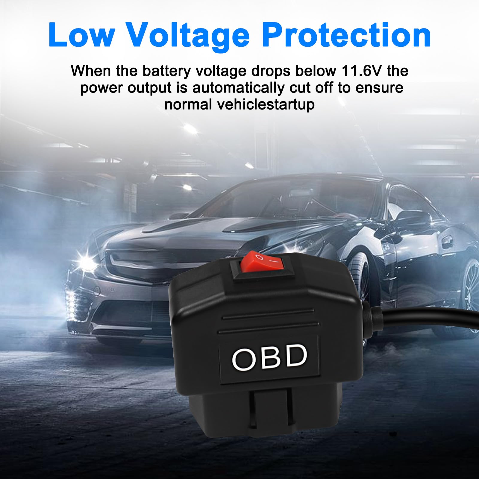 XMSJSIY OBD2 Dash Cam Power Cable Type C Hardwire Charger 24H Surveillance Switch Black 3.5M