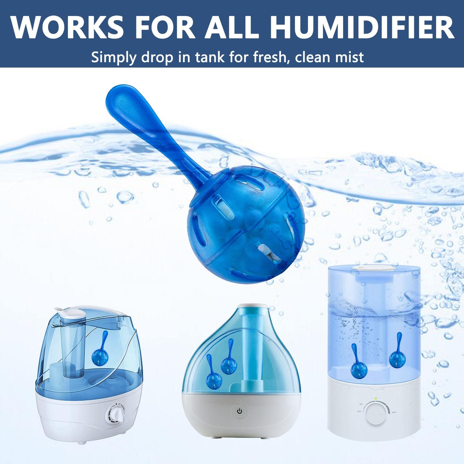 Humidifier Tank Cleaner, Raipoment Demineralization Cleaning Ball, Compatible With Mist Humidifiers, Fish Tank, Purifies Water,