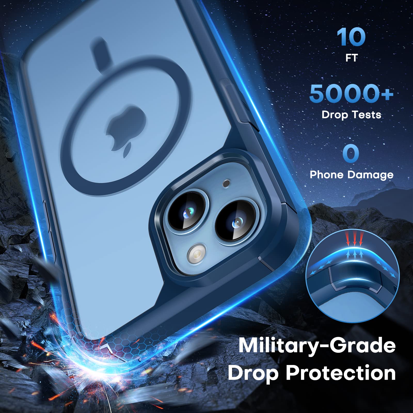 Tauri 3 In 1 Magnetic Designed For Iphone 13 For Iphone 14 Case, [Compatible With Magsafe] With 2 Screen Protector, Shockproof P