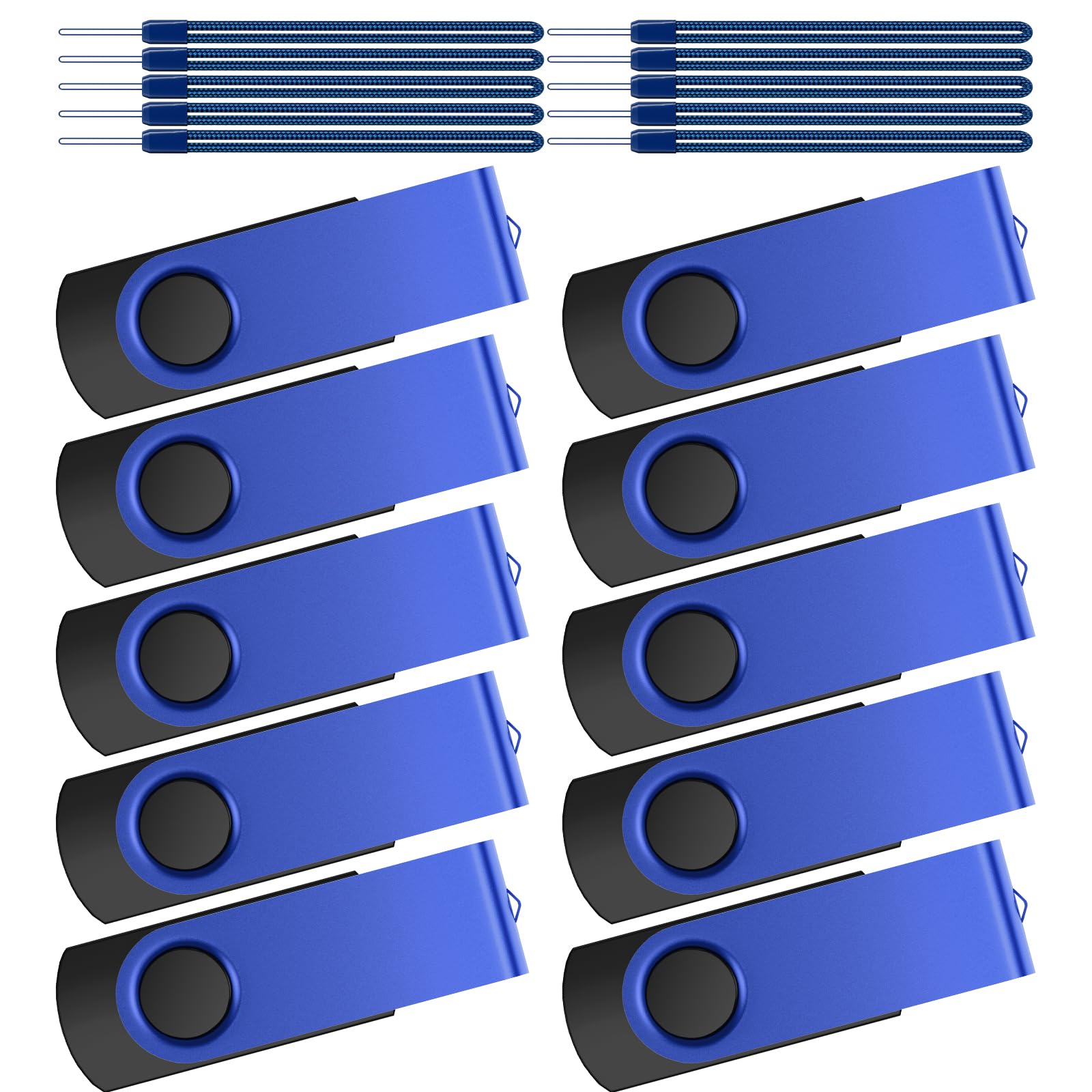 Usb Flash Drive 8Gb 10 Pack Usb 2.0 Thumb Drive Bulk Kepmem Memory Stick 8 Gb Jump Drive Portable Usb Drive Blue Zip Drives Swivel Keychain Design Pendrive With 10Pcs Ropes For School, Company
