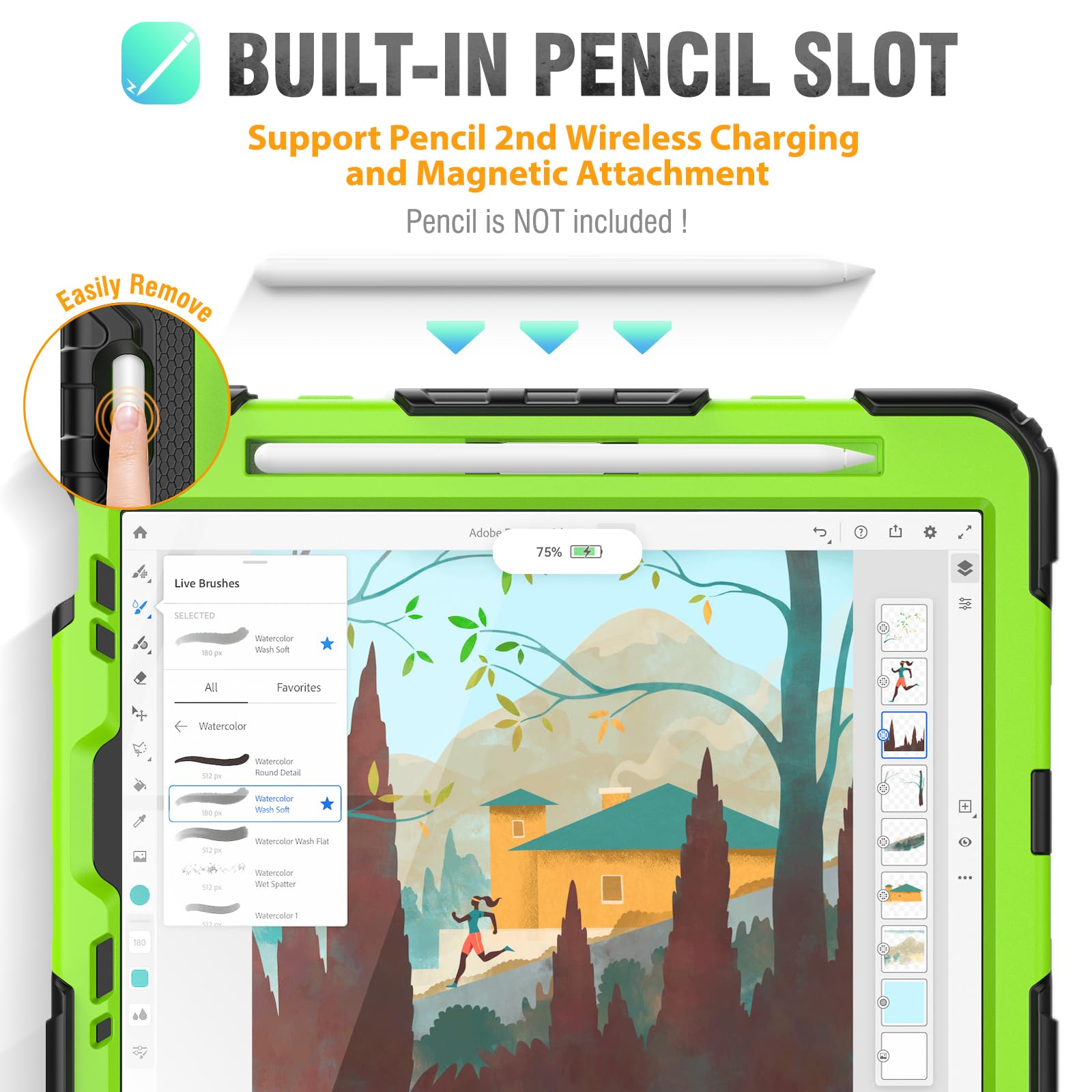 Hxcaseac Case For Ipad Pro 11 Inch Case (2022/2021/2020/2018) Shockproof Design With Pencil Holder/Screen Protector/Rotating Han