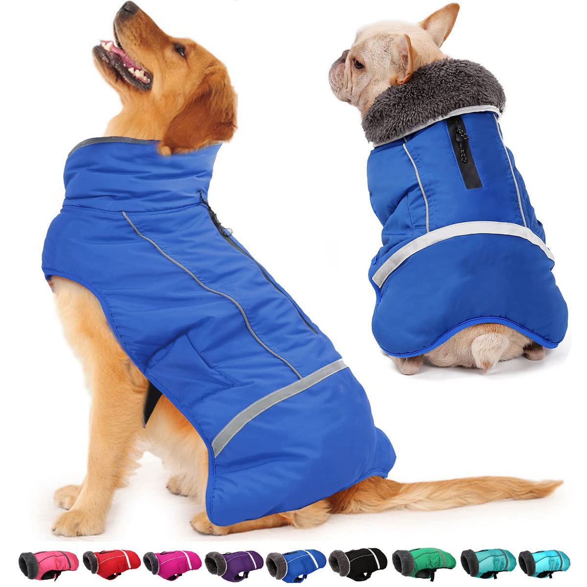 Dogcheer Warm Dog Coat, Fleece Collar Winter Dog Clothes, Reflective Pet Jacket Apparel For Cold Weather, Waterproof Windproof P