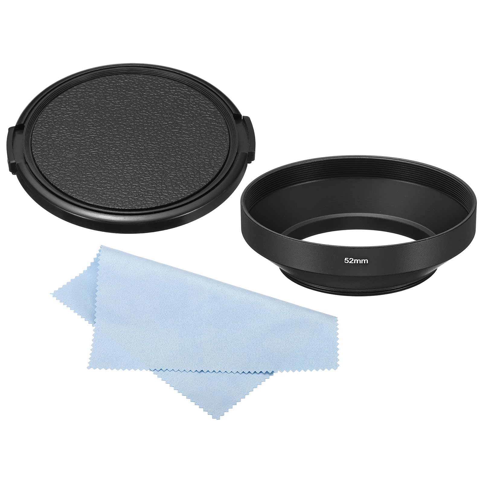 Patikil 52Mm Lens Hood, Wide Angle Matte Surface Anti Reflective Inside Hood With Cap And Cleaning Cloth For Camera Lens, Black
