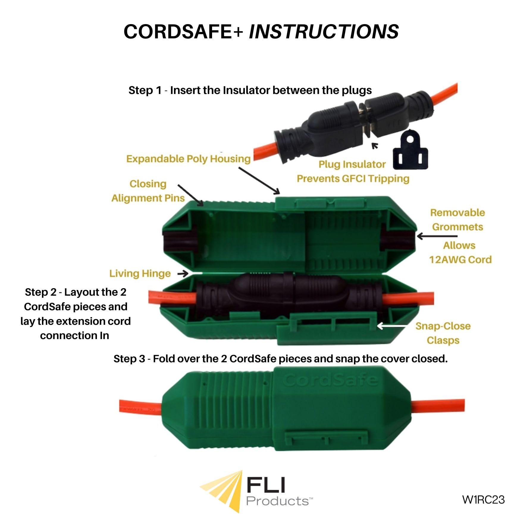 Cordsafe Outdoor Extension Cord Safety Cover   Weather Resistant, Durable Plug Protector, Indoor & Outdoor Use   Electrical Cord