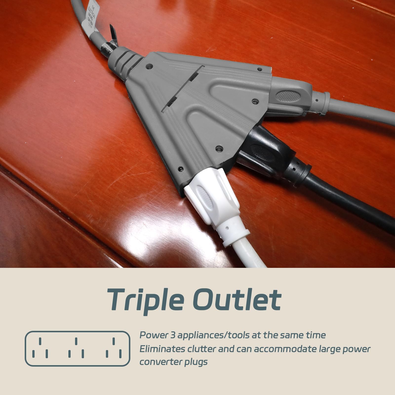 Ep 2 Pack 25 Ft Outdoor Extension Cord With 3 Electrical Power Outlets   16/3 Sjtw Grey Cable With 3 Prong Grounded Plug For Saf