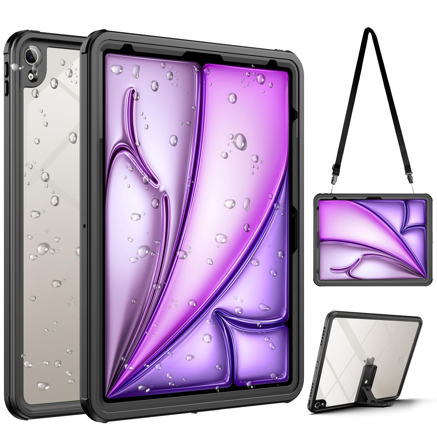 Waterproof Case For Ipad Air 13 Inch Case M2 2024,Built In Screen Protector/Kickstand/Full Body Shockproof Protective Cover Hand