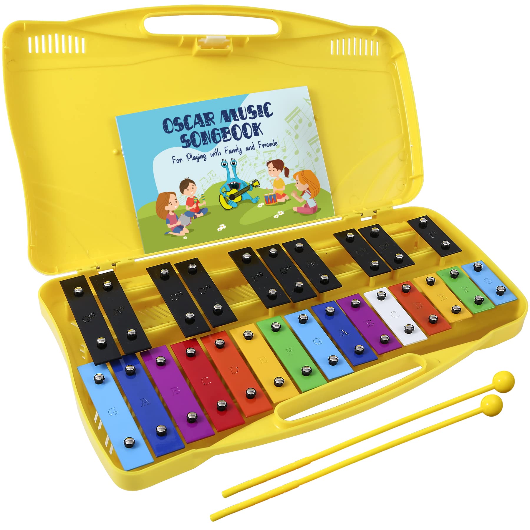 Miniartis Glockenspiel Xylophone | 25 Note Colorful Metal Keys Xylophone For Kids | Percussion Musical Instrument | Includes Mus