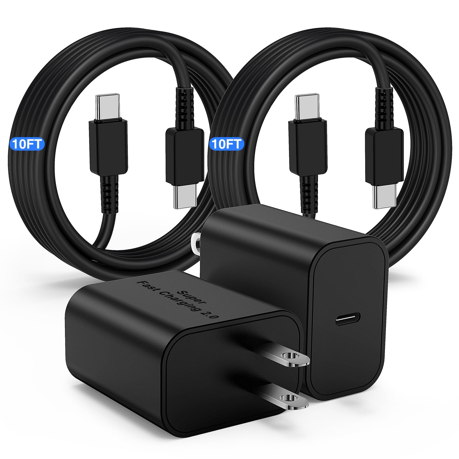 45W Usb C Charger For Samsung Charger Fast Charging, Type C Charger Block &10Ft Usbc To Usbc Cable 2Pack For Galaxy S24 Ultra/S2