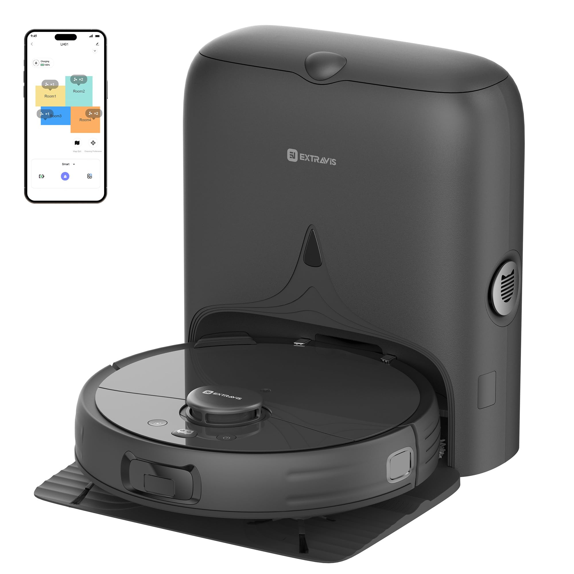 Robot Vacuum and Mop, V5 Tangle Cutter Technology for Pet Hair, 8500Pa Suction, 75-Day Capacity, LDS Navigation, Pet Laser, Robo