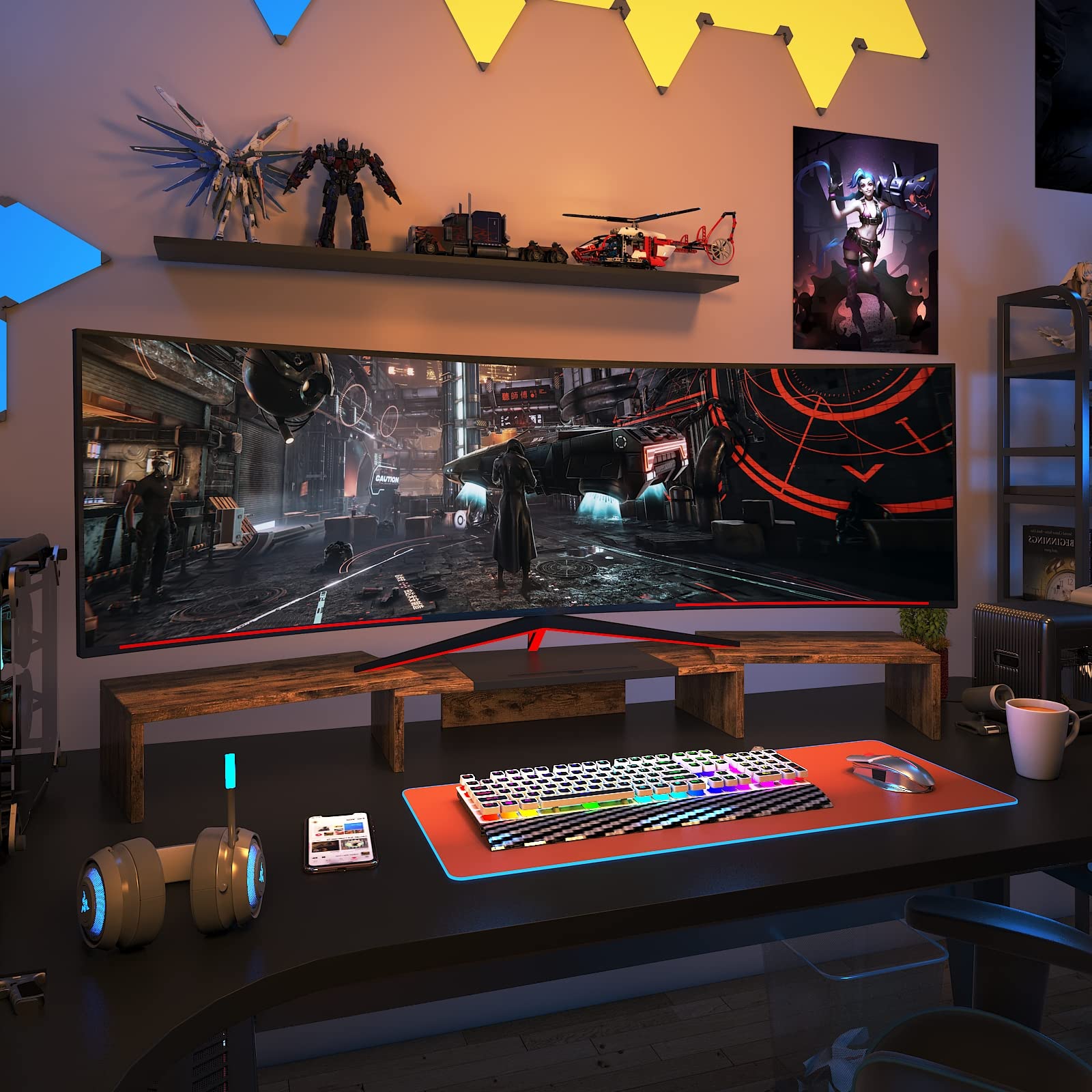 Westree Triple Dual Monitor Stand Riser, Extra Long Monitor Stand For 1~2~3 Monitors, Monitor Stand With Length And Angle Adjust